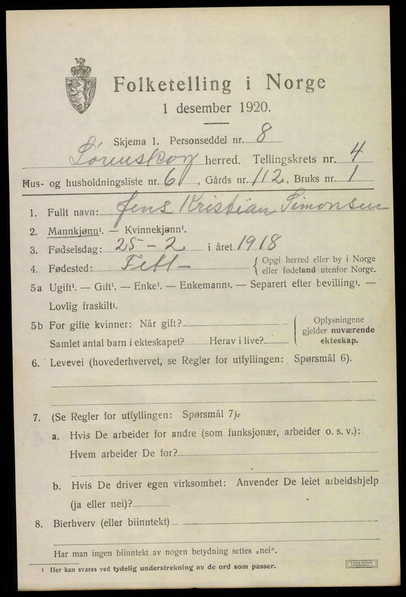 SAO, 1920 census for Lørenskog, 1920, p. 3521