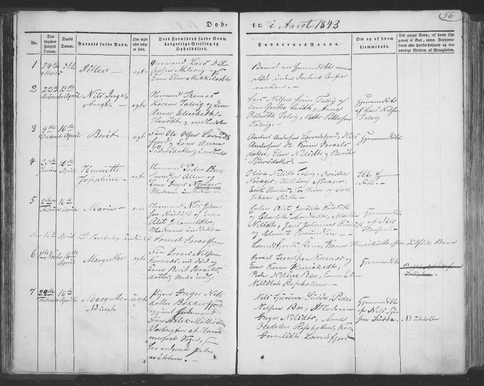 Talvik sokneprestkontor, SATØ/S-1337/H/Ha/L0009kirke: Parish register (official) no. 9, 1837-1852, p. 56