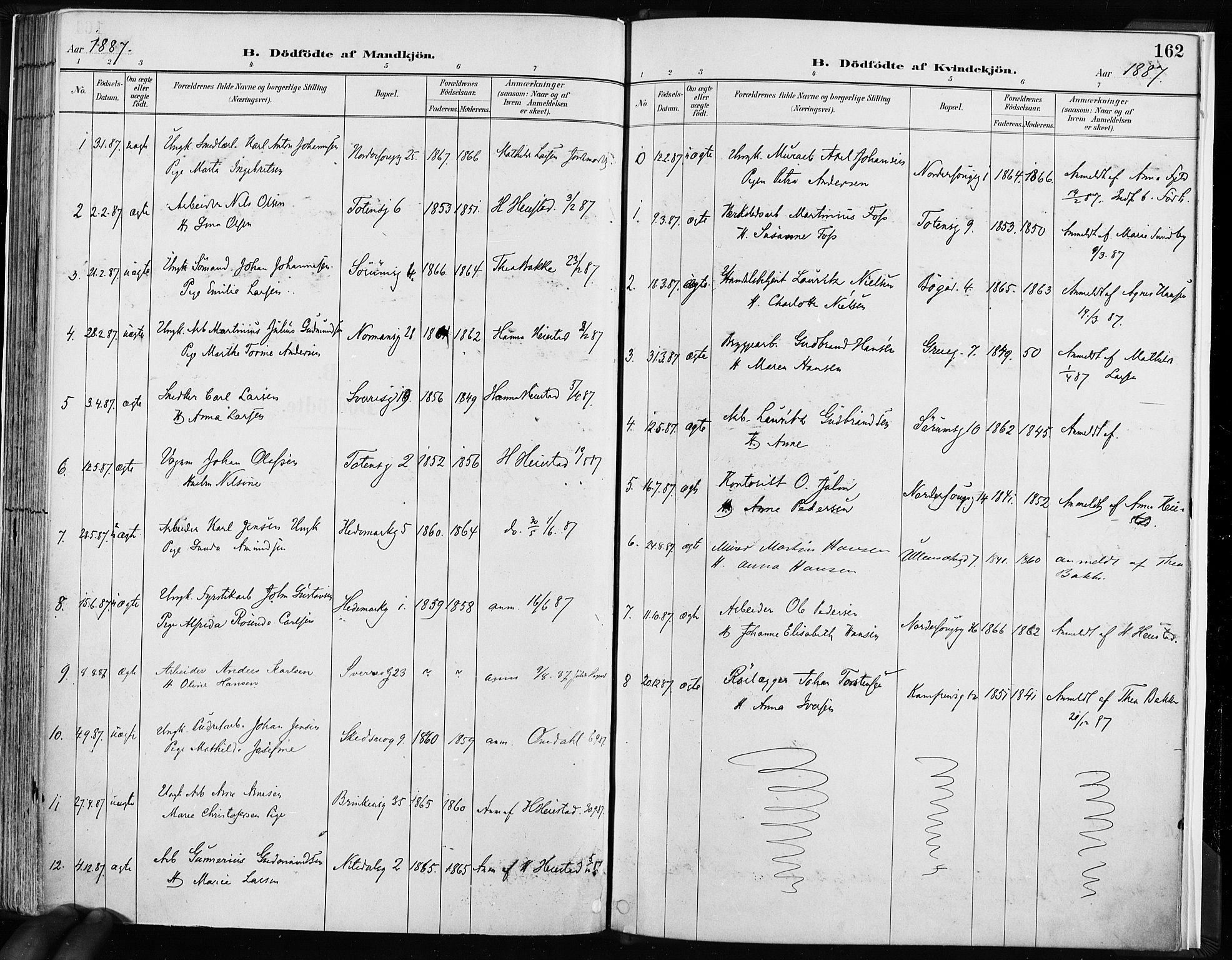 Kampen prestekontor Kirkebøker, AV/SAO-A-10853/F/Fa/L0003: Parish register (official) no. I 3, 1886-1892, p. 162