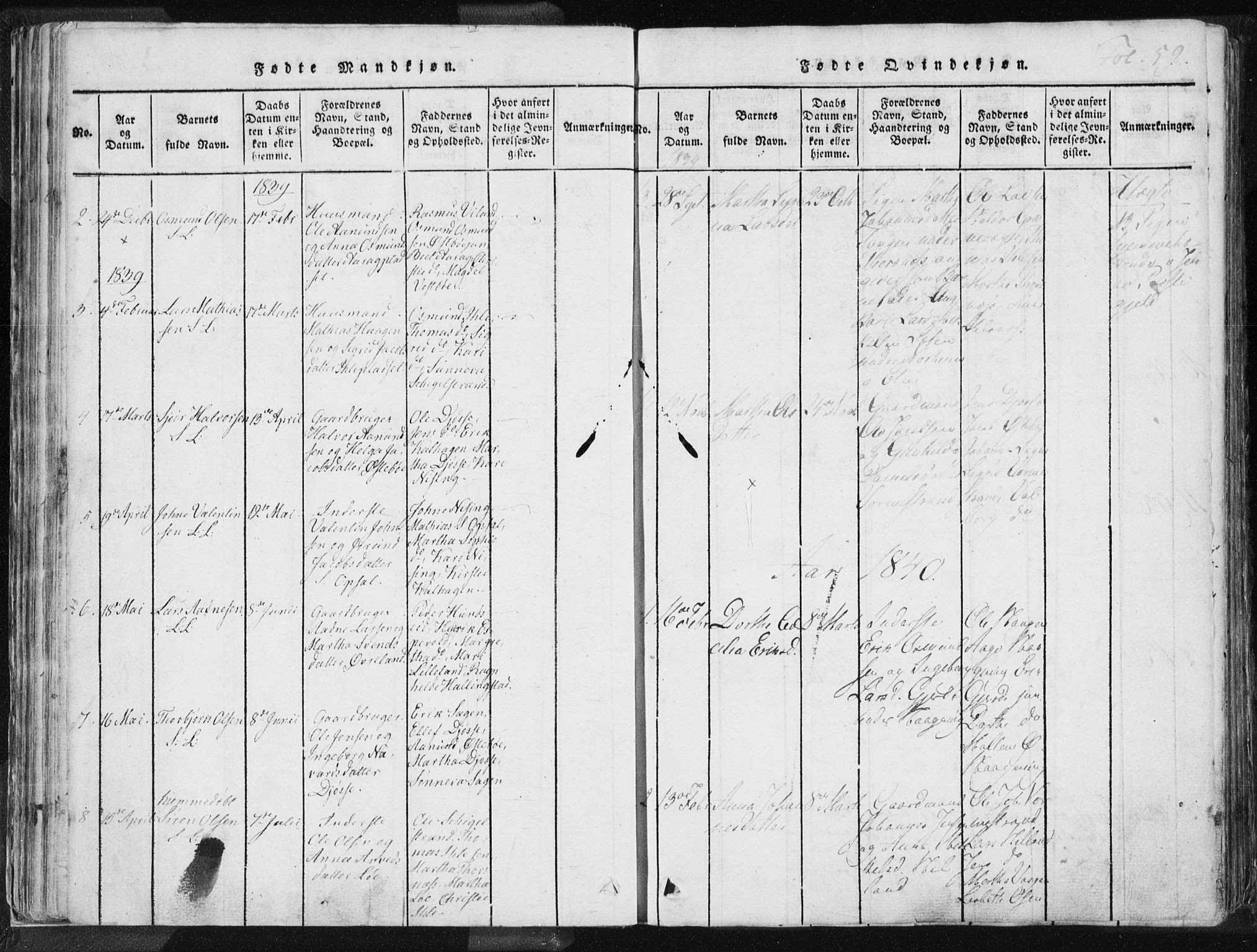 Vikedal sokneprestkontor, SAST/A-101840/01/IV: Parish register (official) no. A 3, 1817-1850, p. 59