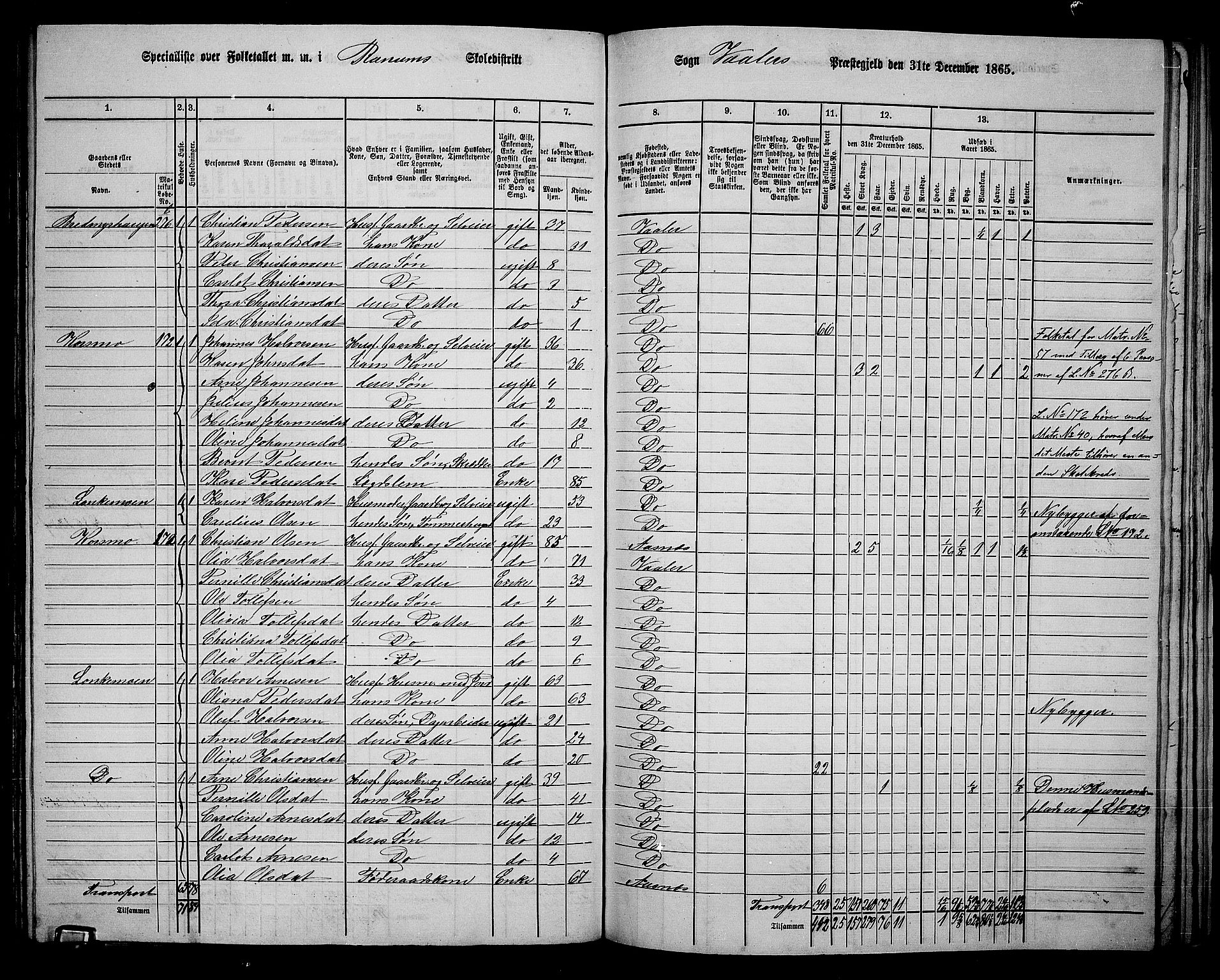 RA, 1865 census for Våler, 1865, p. 126