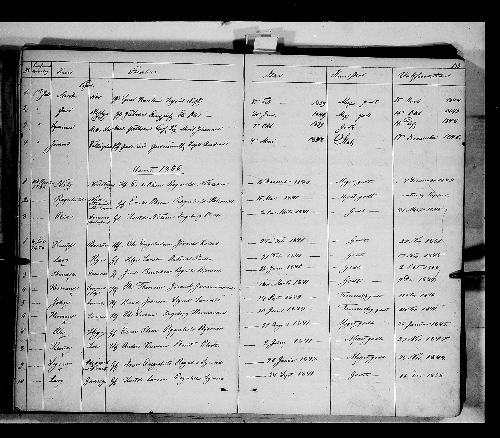 Nord-Aurdal prestekontor, SAH/PREST-132/H/Ha/Haa/L0005: Parish register (official) no. 5, 1842-1863, p. 133