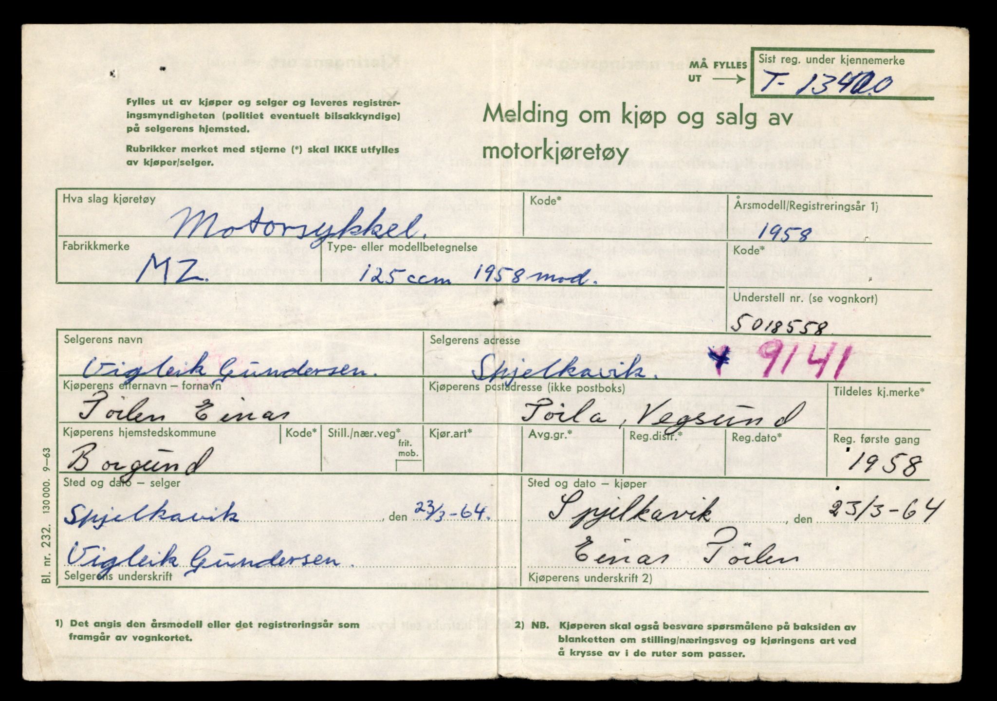 Møre og Romsdal vegkontor - Ålesund trafikkstasjon, SAT/A-4099/F/Fe/L0039: Registreringskort for kjøretøy T 13361 - T 13530, 1927-1998, p. 667