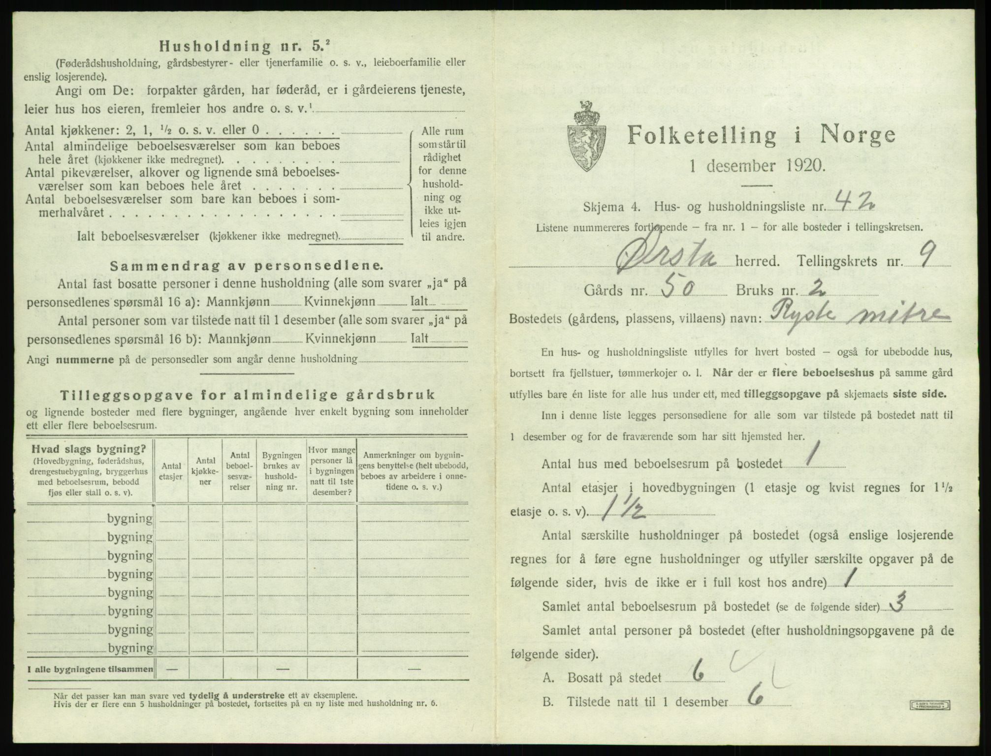 SAT, 1920 census for Ørsta, 1920, p. 918