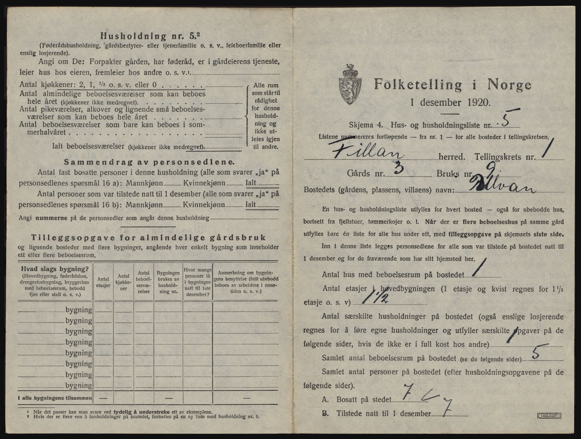 SAT, 1920 census for Fillan, 1920, p. 42