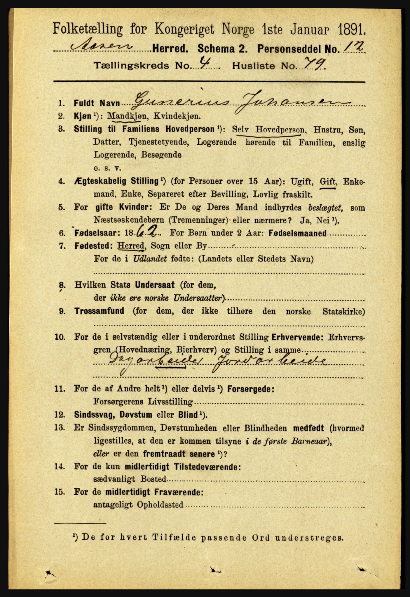 RA, 1891 census for 1716 Åsen, 1891, p. 1903