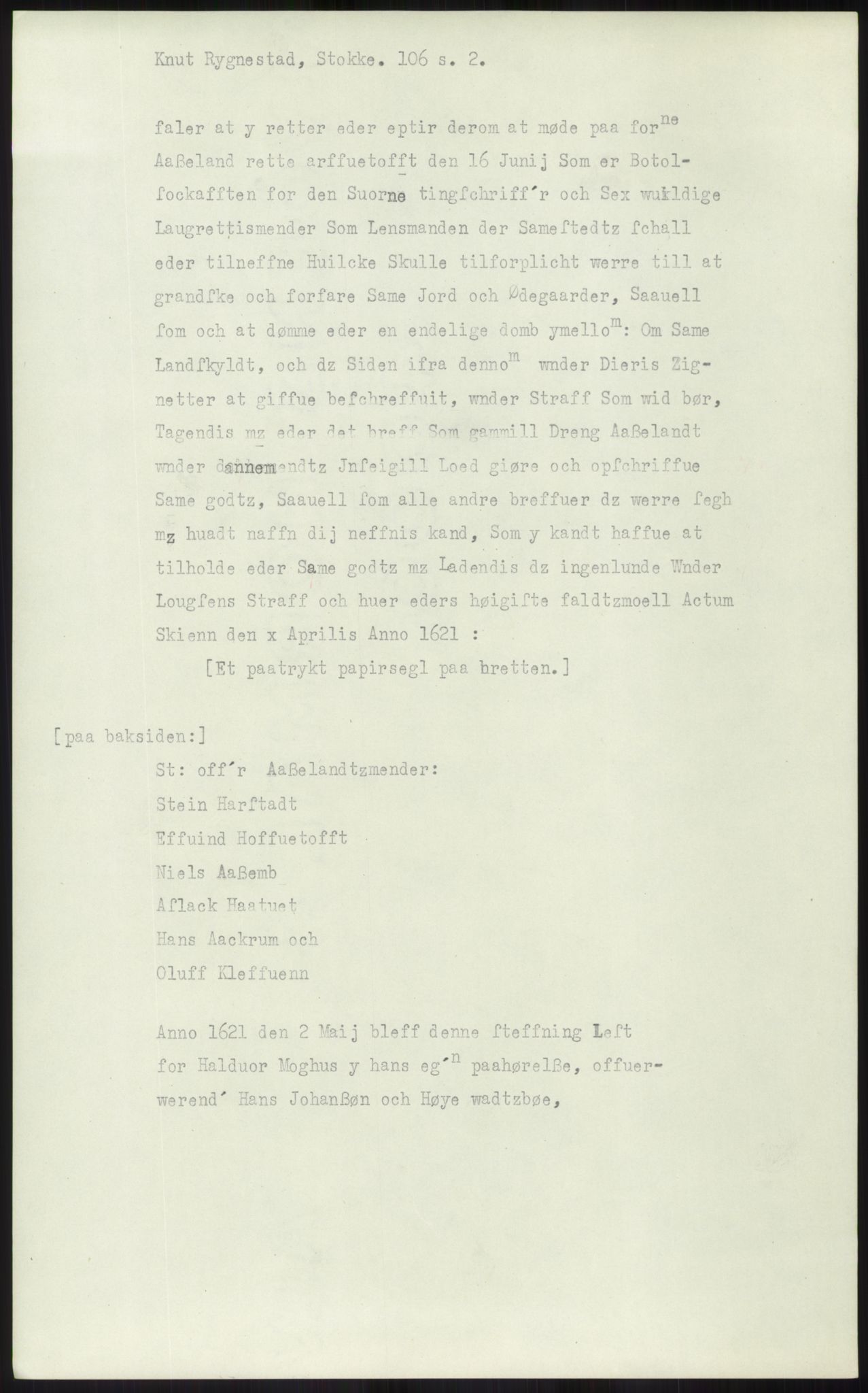 Samlinger til kildeutgivelse, Diplomavskriftsamlingen, AV/RA-EA-4053/H/Ha, p. 1448