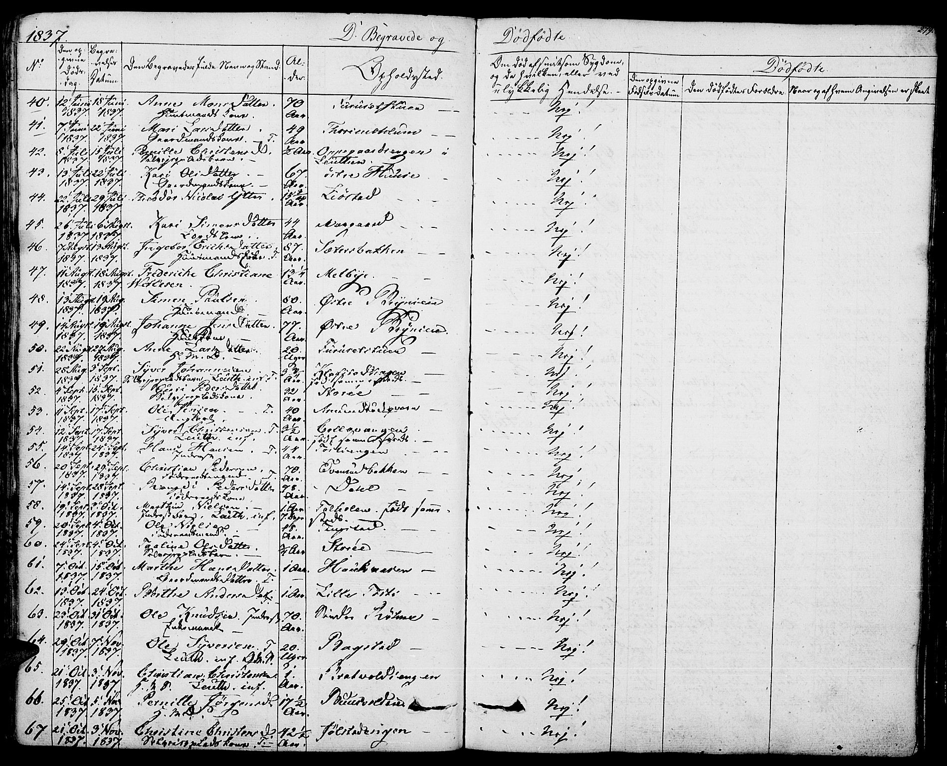 Romedal prestekontor, SAH/PREST-004/K/L0003: Parish register (official) no. 3, 1829-1846, p. 279