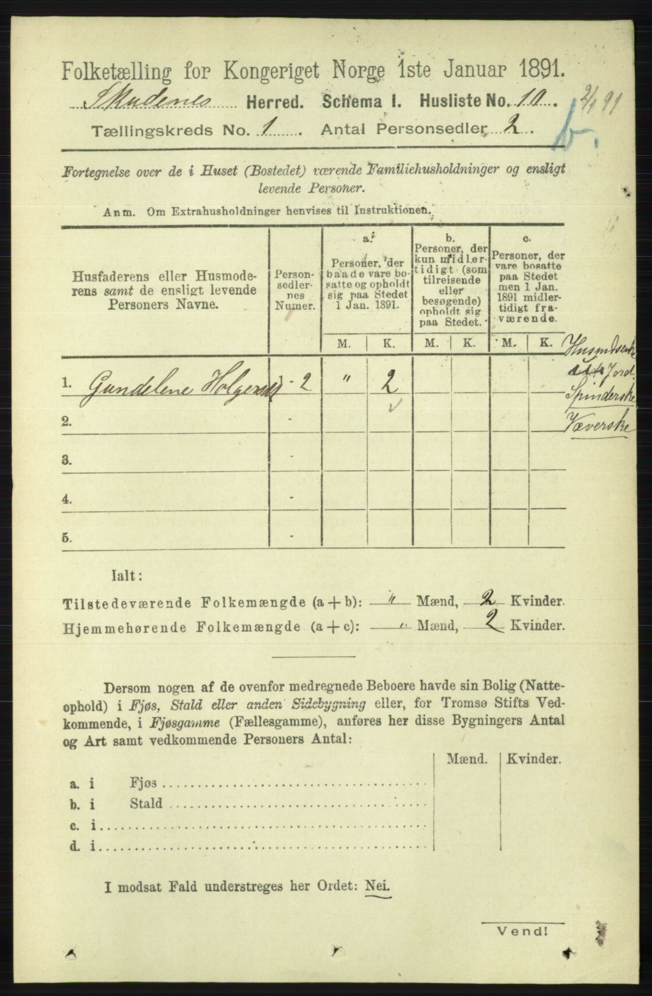 RA, 1891 census for 1150 Skudenes, 1891, p. 3355