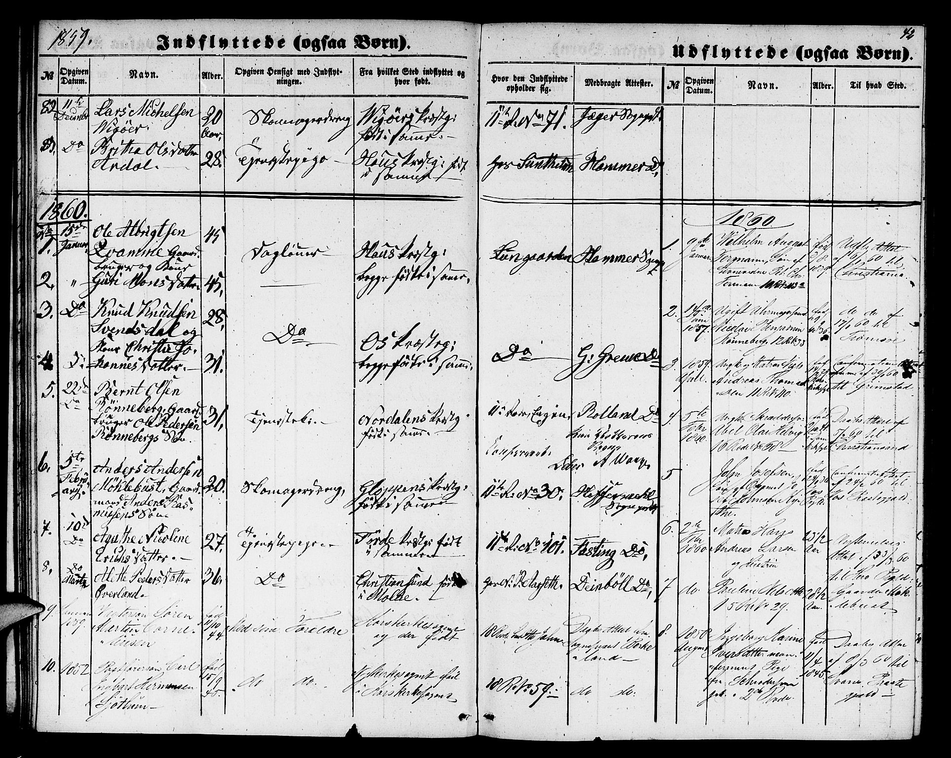 Domkirken sokneprestembete, SAB/A-74801/H/Hab/L0044: Parish register (copy) no. F 1, 1856-1879, p. 42