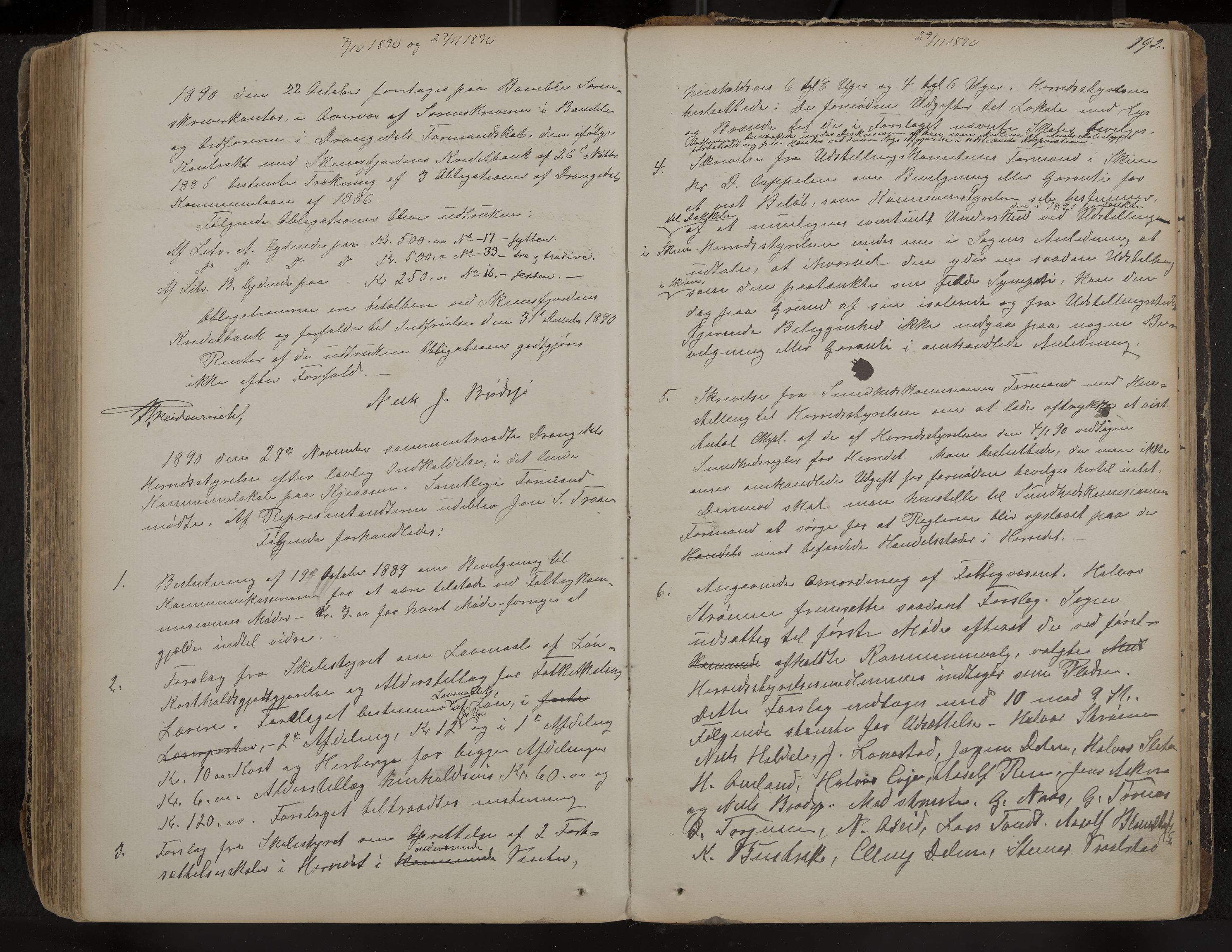 Drangedal formannskap og sentraladministrasjon, IKAK/0817021/A/L0002: Møtebok, 1870-1892, p. 192