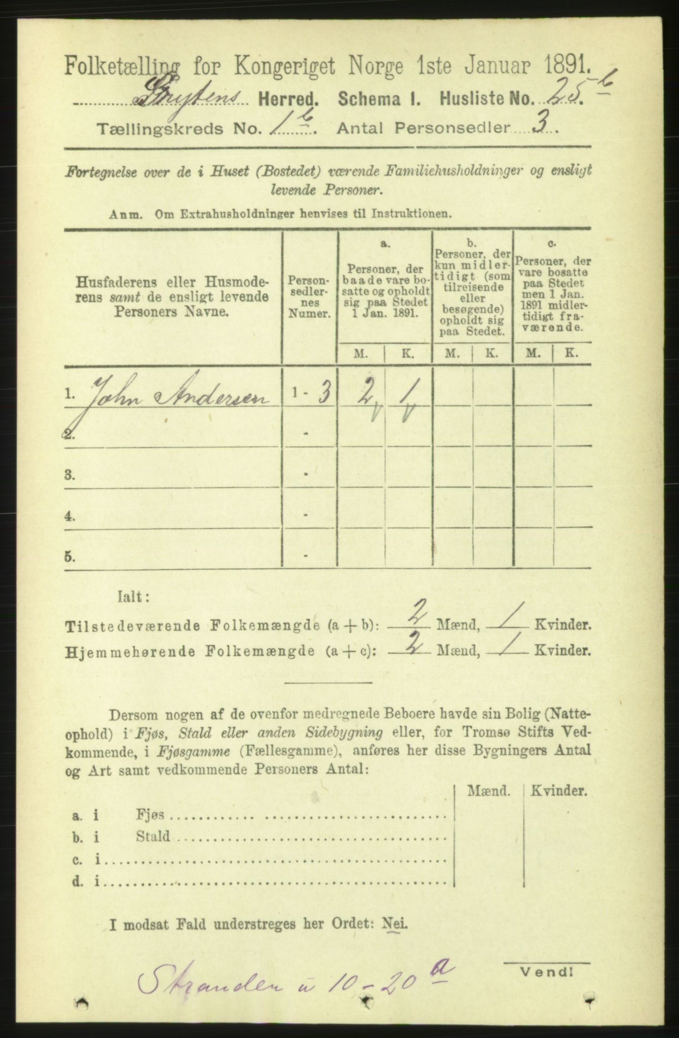 RA, 1891 census for 1539 Grytten, 1891, p. 171