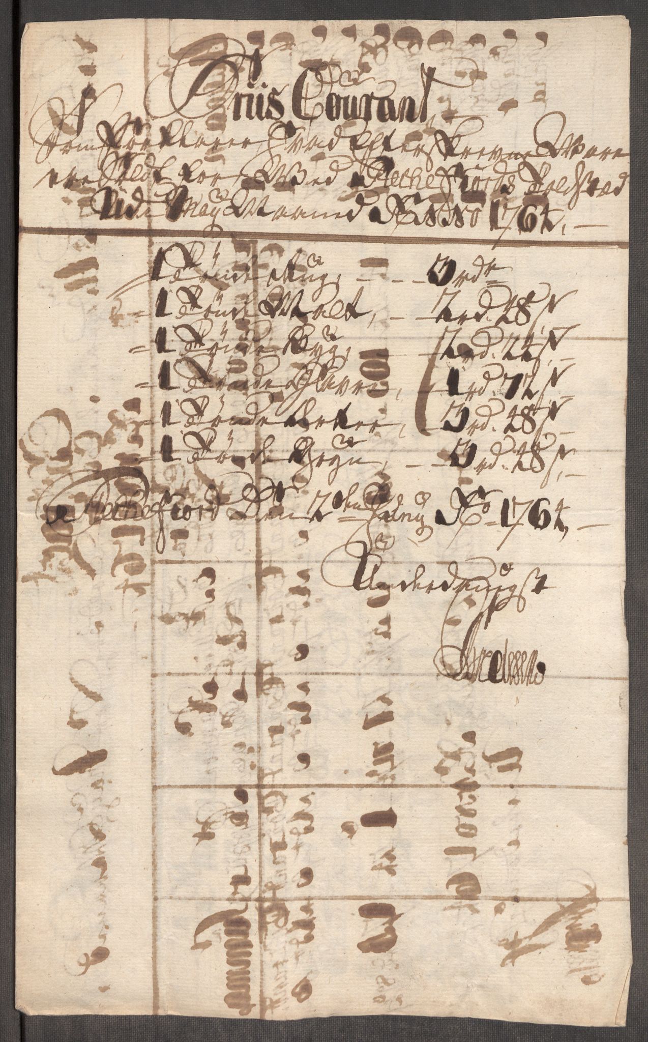 Rentekammeret inntil 1814, Realistisk ordnet avdeling, RA/EA-4070/Oe/L0008: [Ø1]: Priskuranter, 1764-1768, p. 240