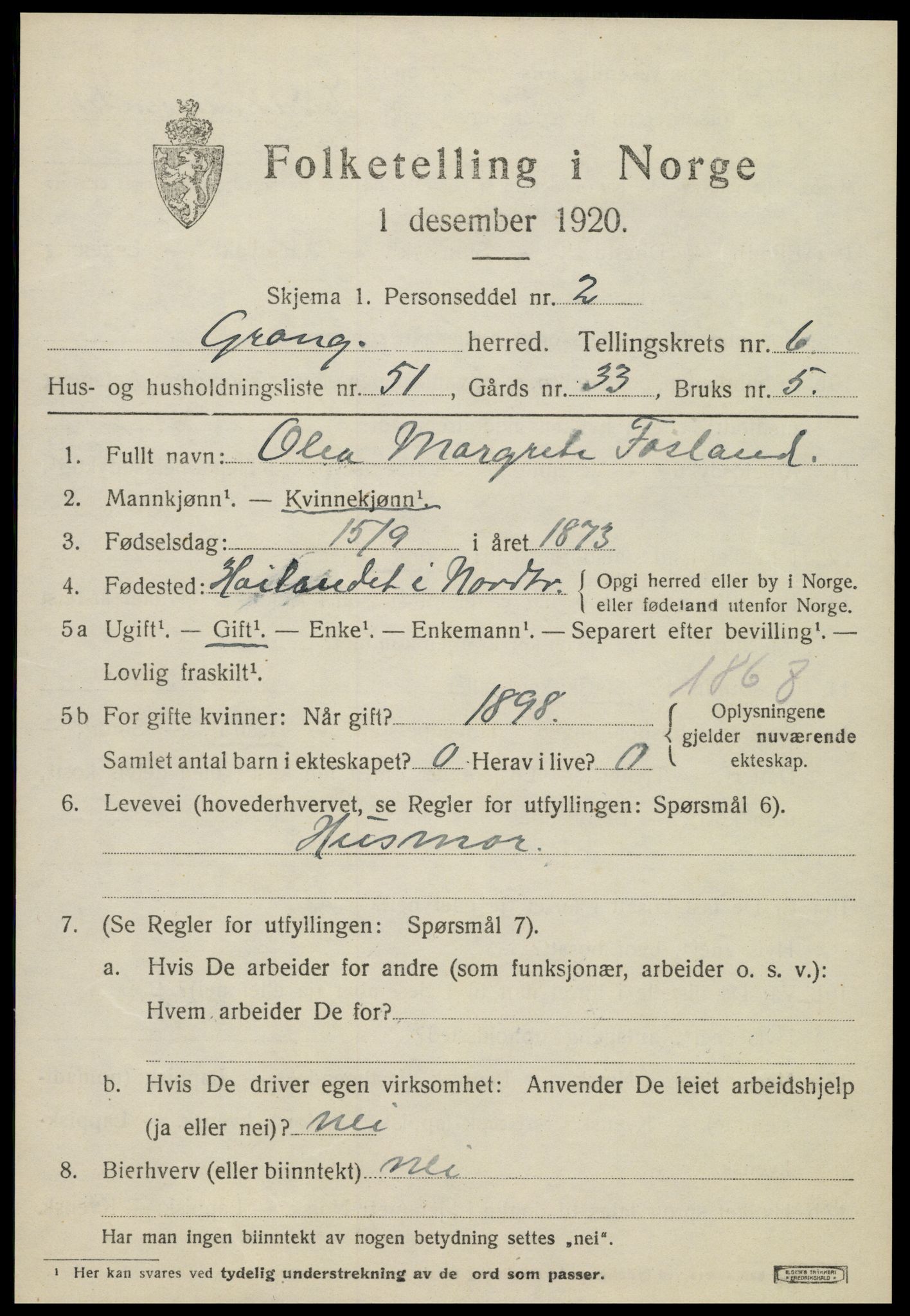 SAT, 1920 census for Grong, 1920, p. 4089