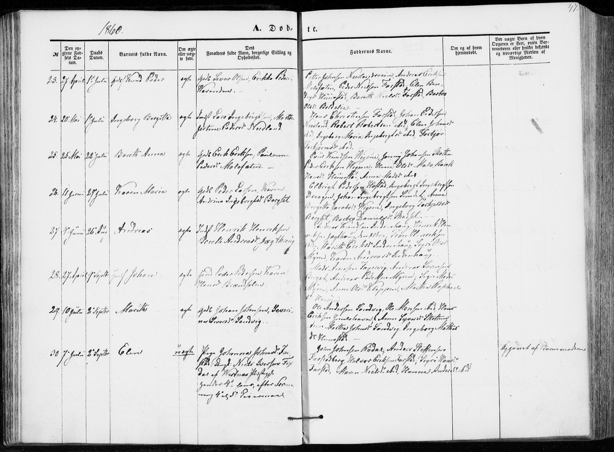 Ministerialprotokoller, klokkerbøker og fødselsregistre - Møre og Romsdal, AV/SAT-A-1454/566/L0767: Parish register (official) no. 566A06, 1852-1868, p. 47