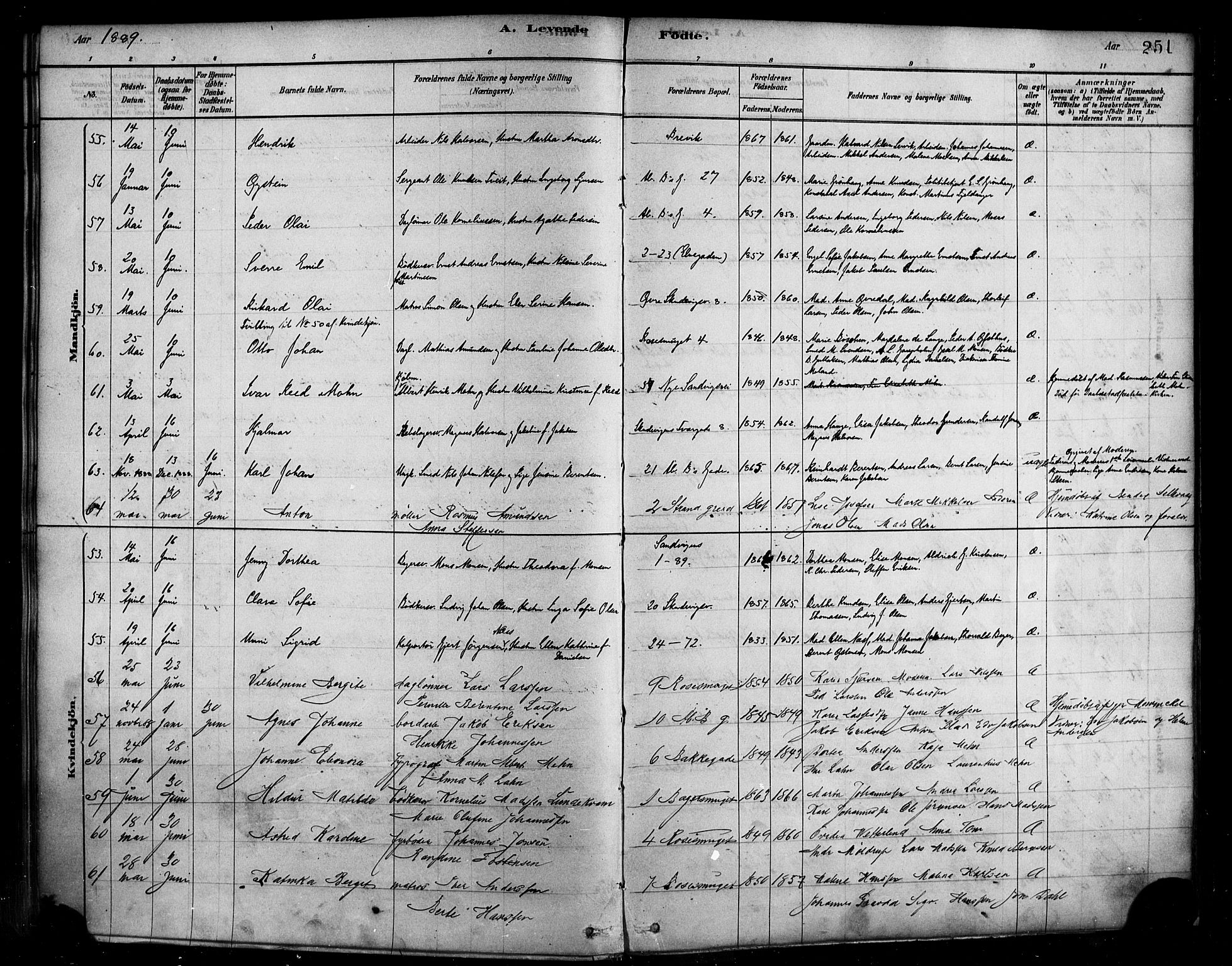 Sandviken Sokneprestembete, AV/SAB-A-77601/H/Ha/L0004: Parish register (official) no. B 1, 1878-1891, p. 251