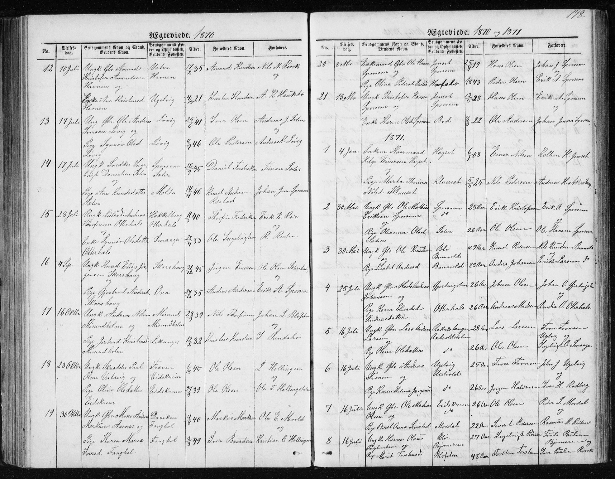 Ministerialprotokoller, klokkerbøker og fødselsregistre - Møre og Romsdal, AV/SAT-A-1454/560/L0724: Parish register (copy) no. 560C01, 1867-1892, p. 198