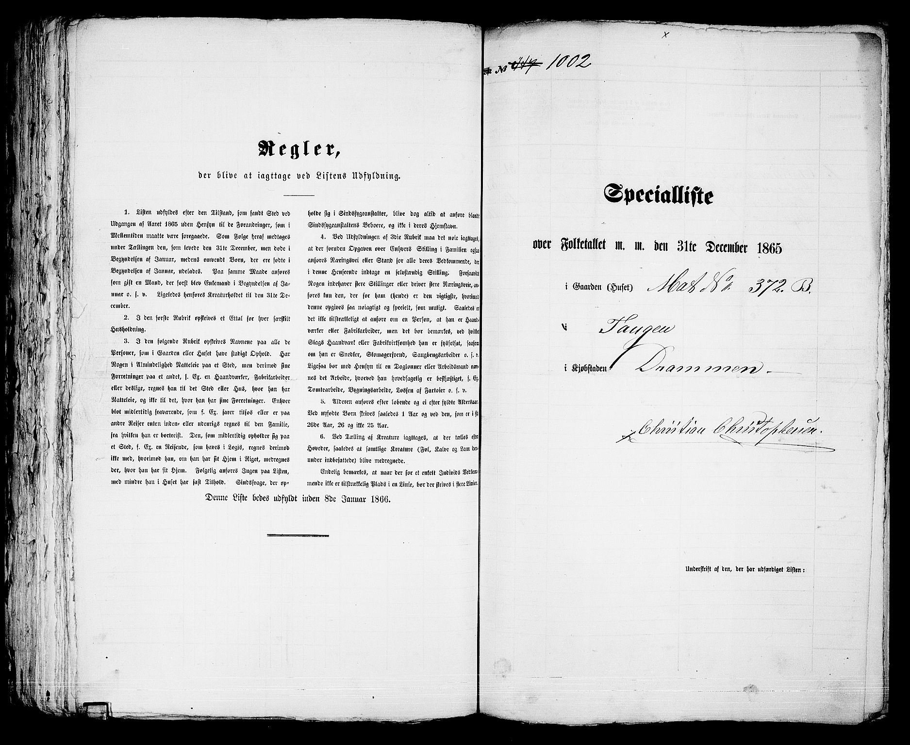 RA, 1865 census for Strømsø in Drammen, 1865, p. 825