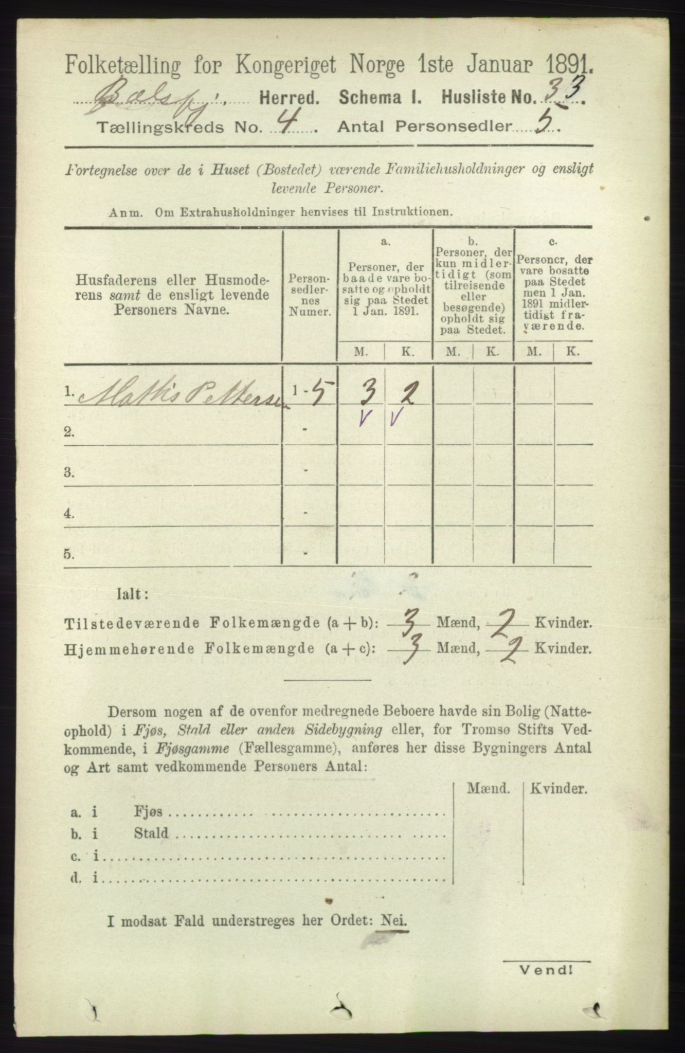 RA, 1891 census for 1933 Balsfjord, 1891, p. 1114