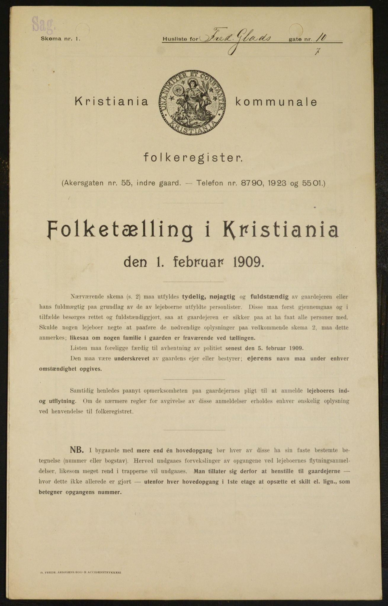 OBA, Municipal Census 1909 for Kristiania, 1909, p. 24040