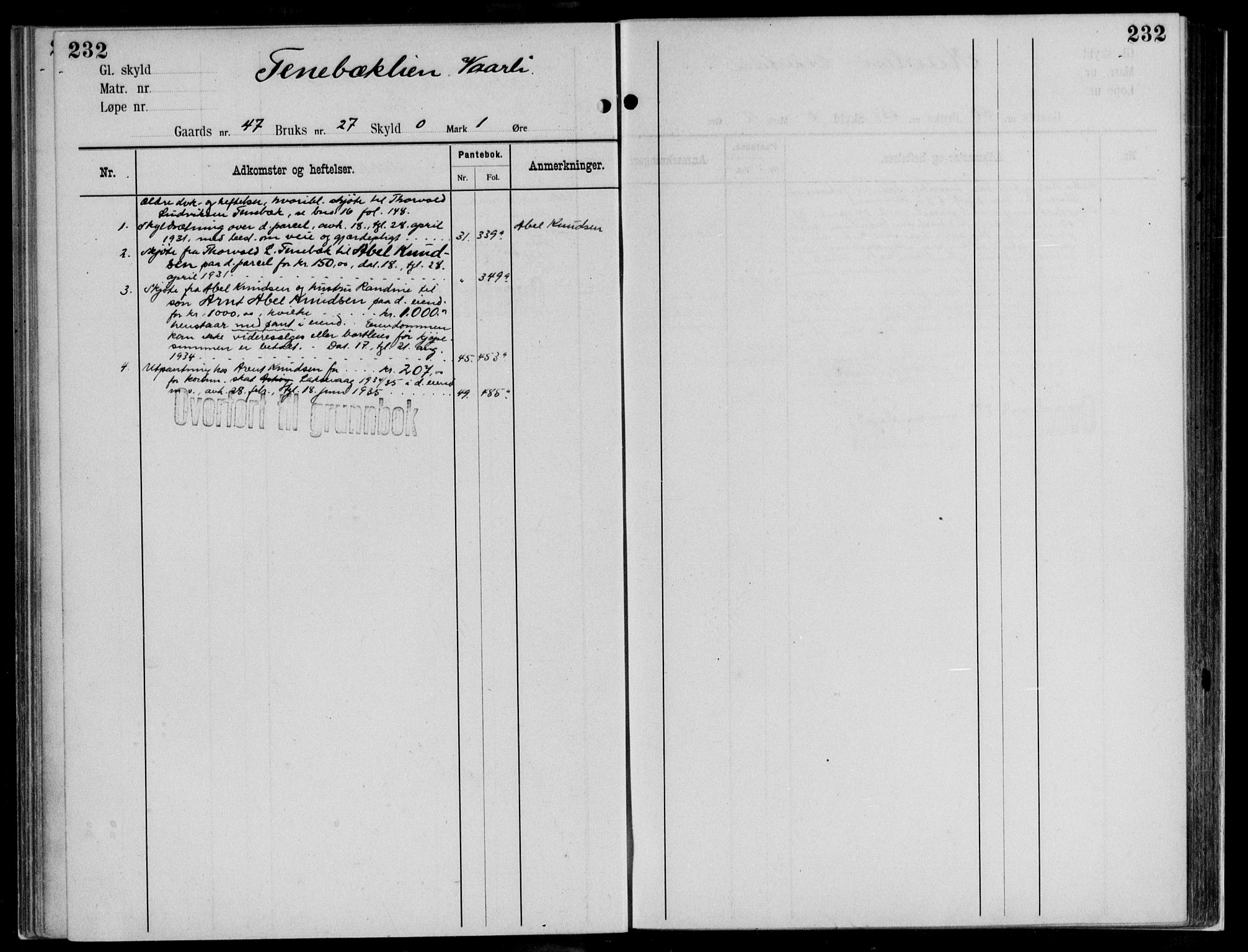 Midhordland sorenskriveri, AV/SAB-A-3001/1/G/Ga/Gab/L0112: Mortgage register no. II.A.b.112, p. 232