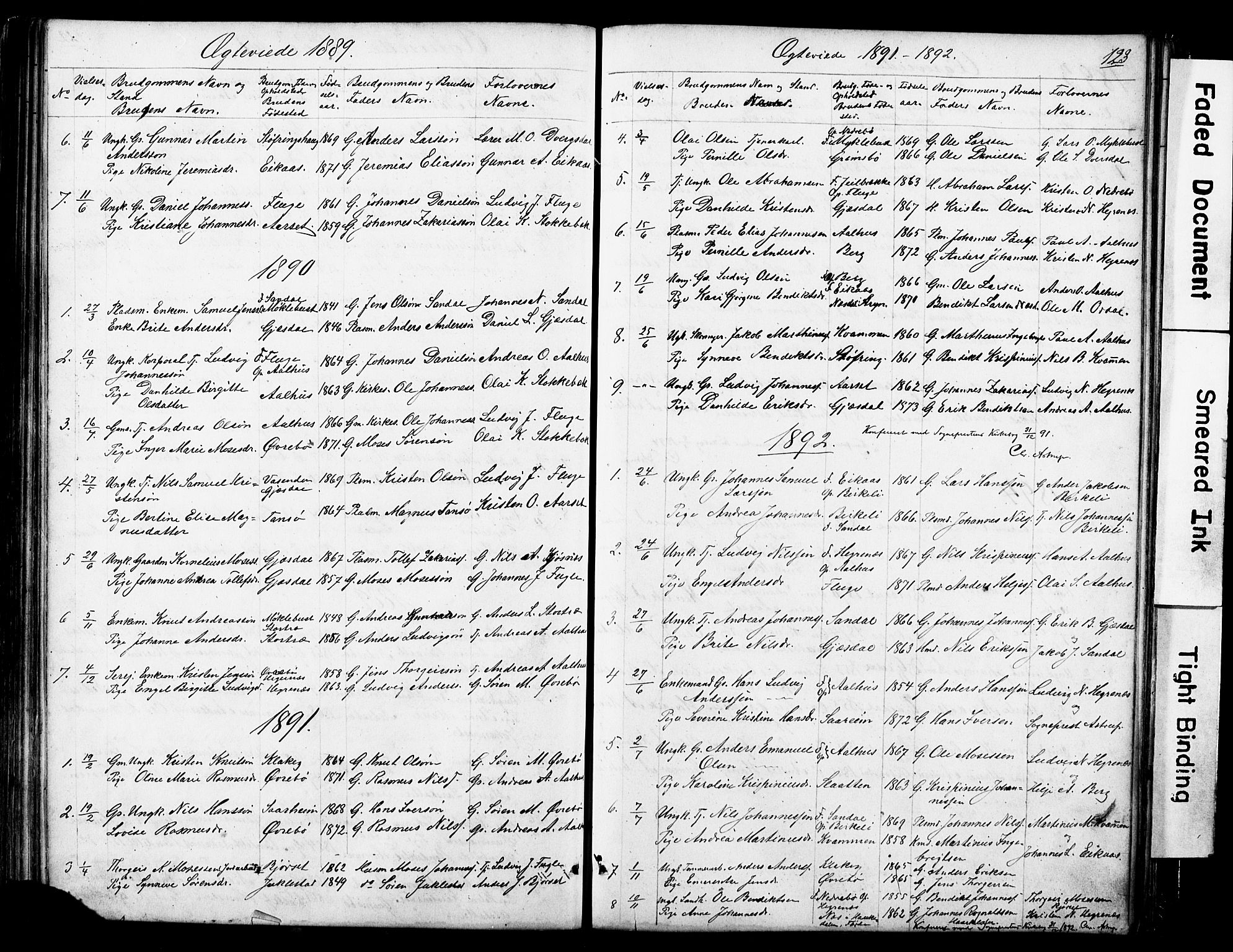 Jølster sokneprestembete, SAB/A-80701/H/Hab/Haba/L0001: Parish register (copy) no. A 1, 1853-1894, p. 123