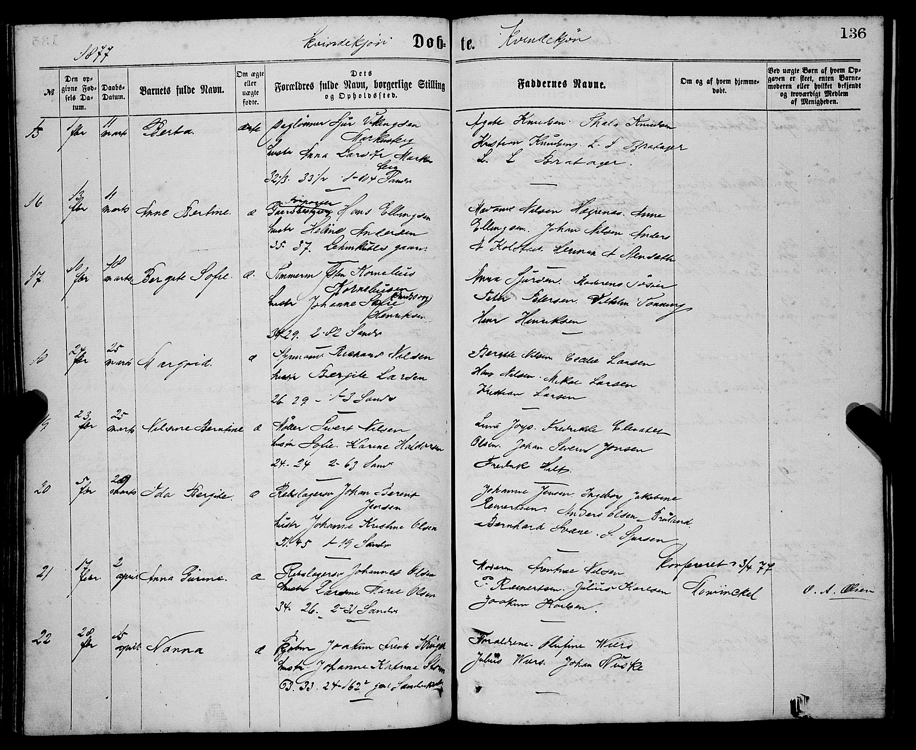 Sandviken Sokneprestembete, AV/SAB-A-77601/H/Ha/L0001: Parish register (official) no. A 1, 1867-1877, p. 136