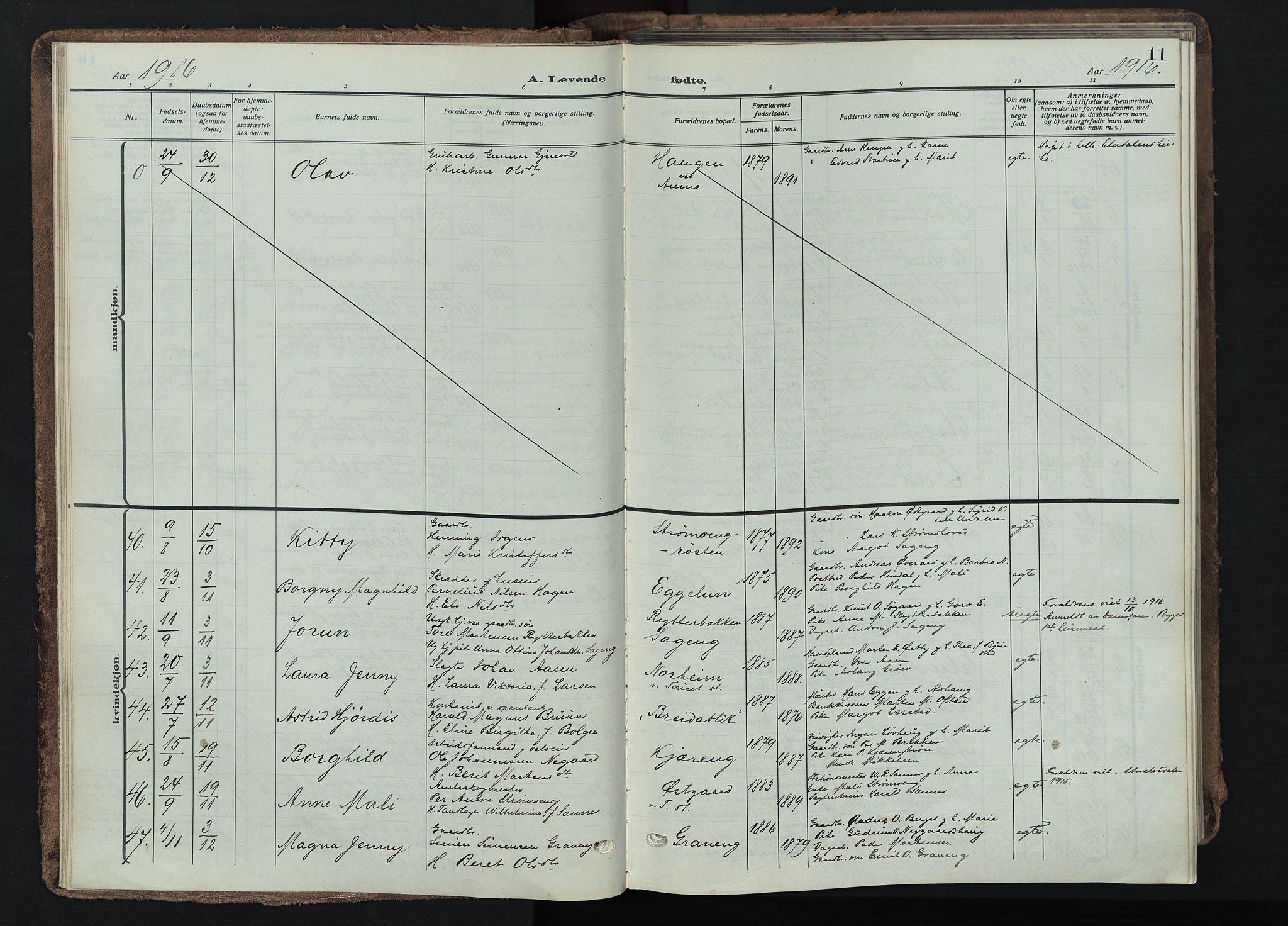 Tynset prestekontor, AV/SAH-PREST-058/H/Ha/Haa/L0026: Parish register (official) no. 26, 1915-1929, p. 11