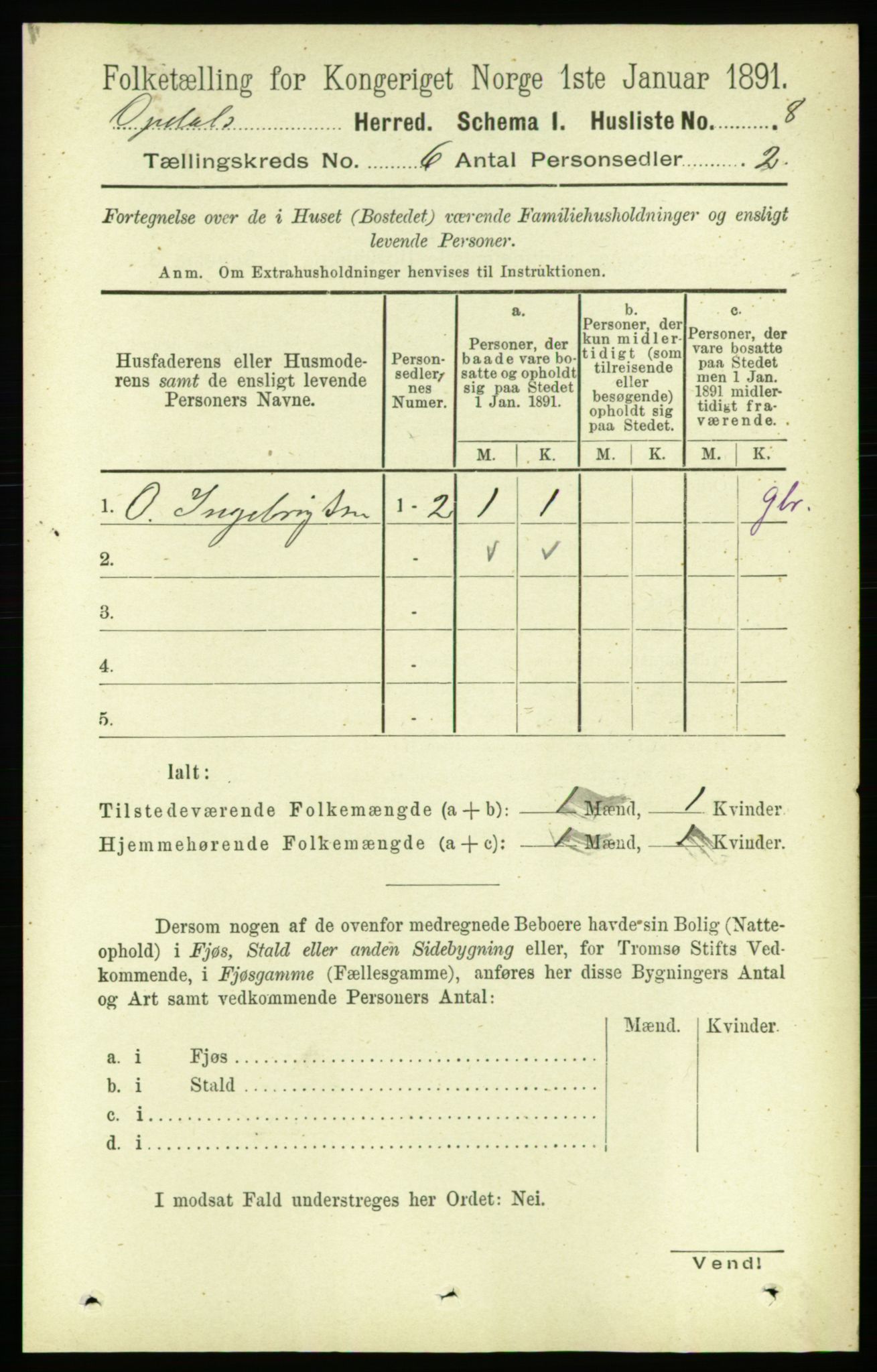 RA, 1891 census for 1634 Oppdal, 1891, p. 2679