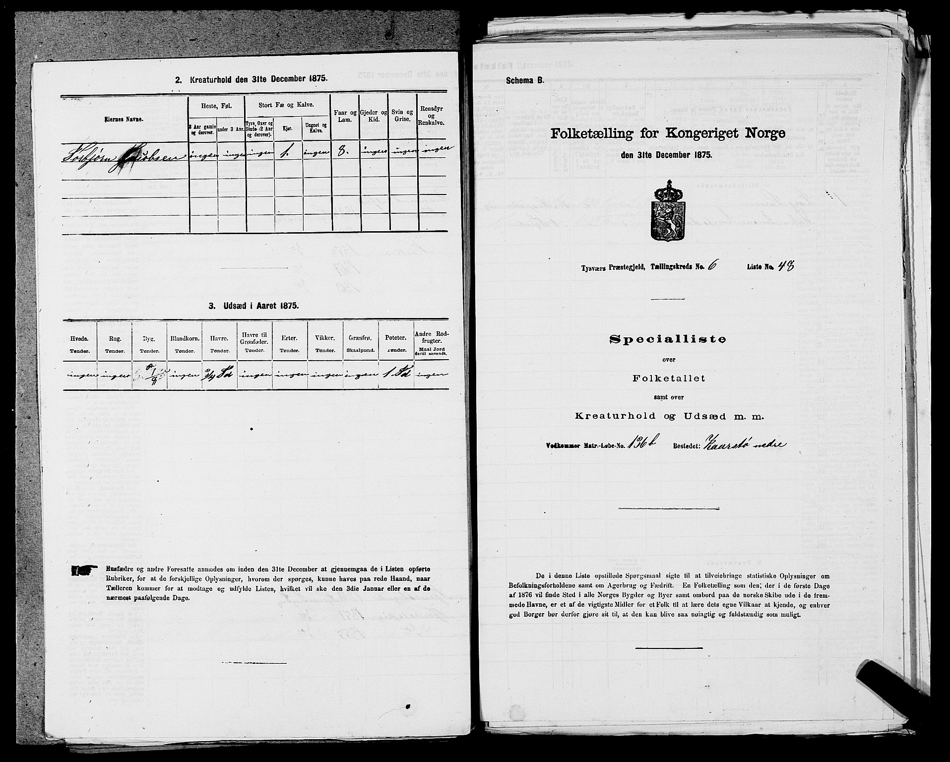 SAST, 1875 census for 1146P Tysvær, 1875, p. 747