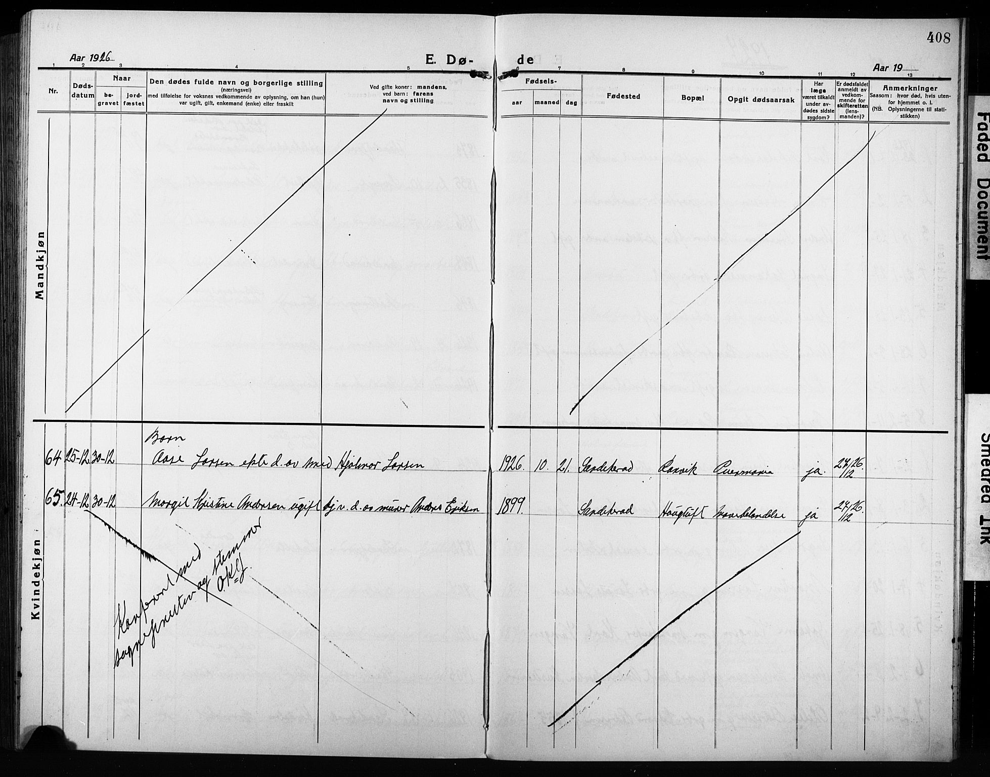 Sandar kirkebøker, AV/SAKO-A-243/G/Ga/L0004: Parish register (copy) no. 4, 1922-1932, p. 408