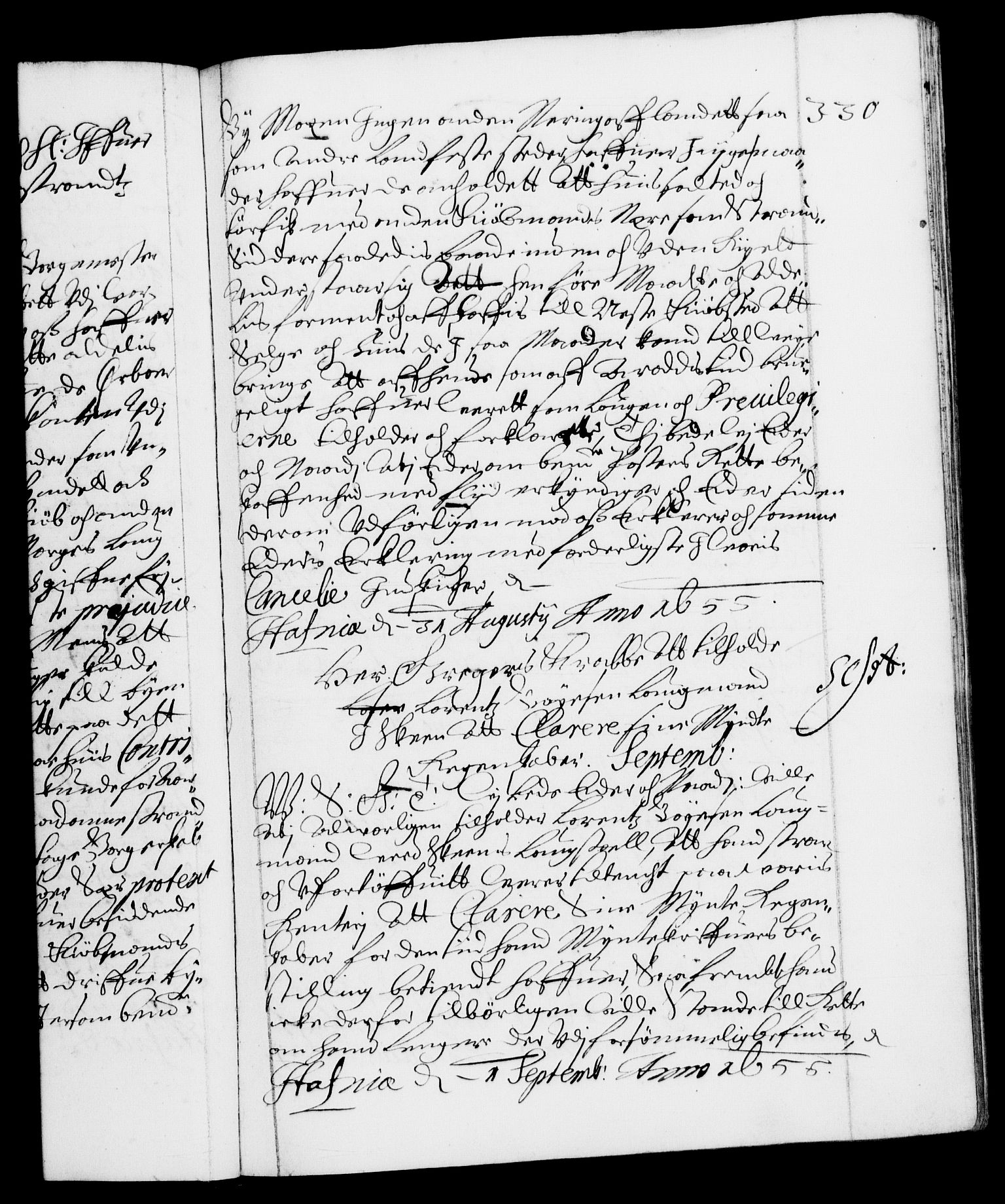 Danske Kanselli 1572-1799, AV/RA-EA-3023/F/Fc/Fca/Fcab/L0009: Norske tegnelser (mikrofilm), 1653-1656, p. 330a