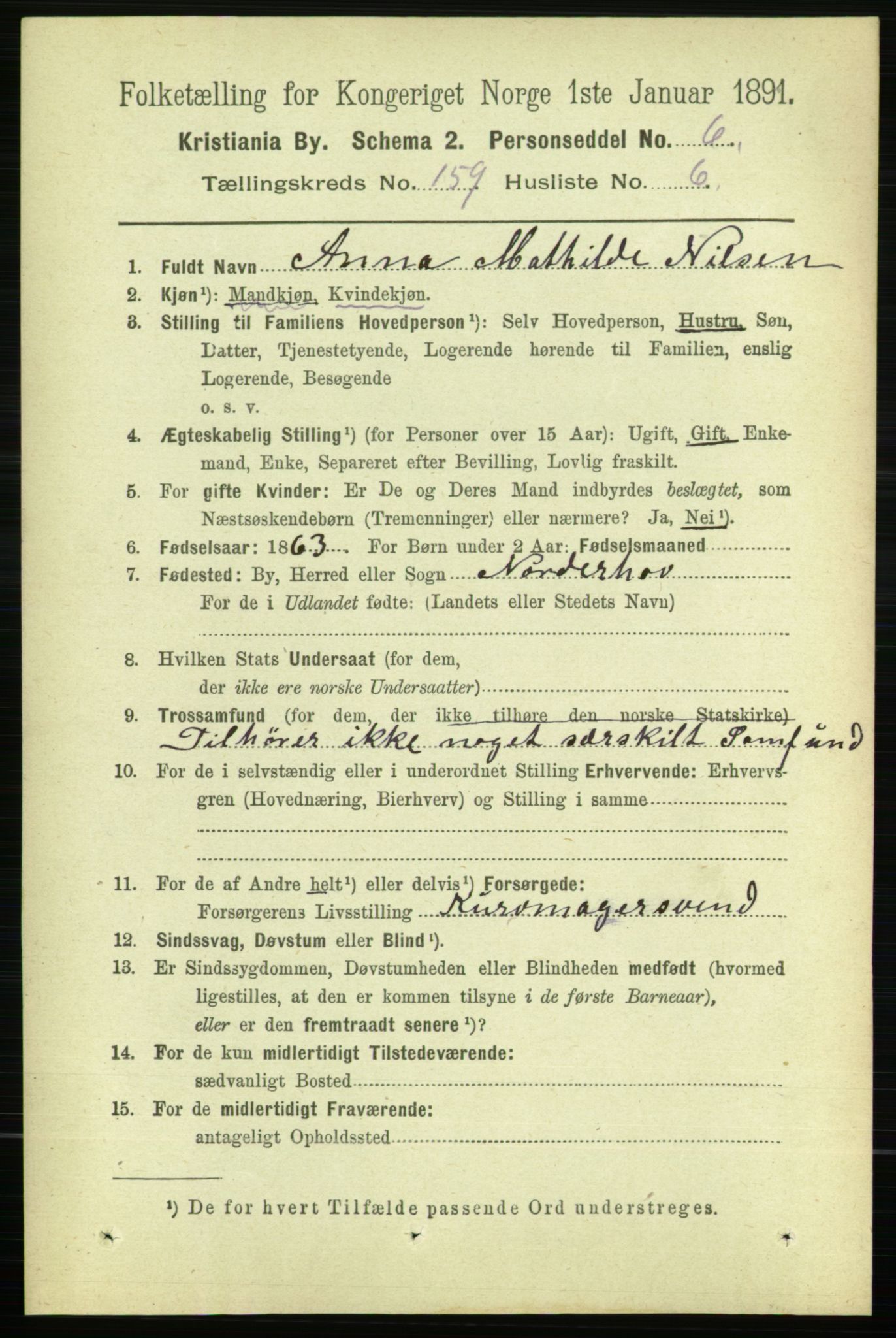 RA, 1891 census for 0301 Kristiania, 1891, p. 90187