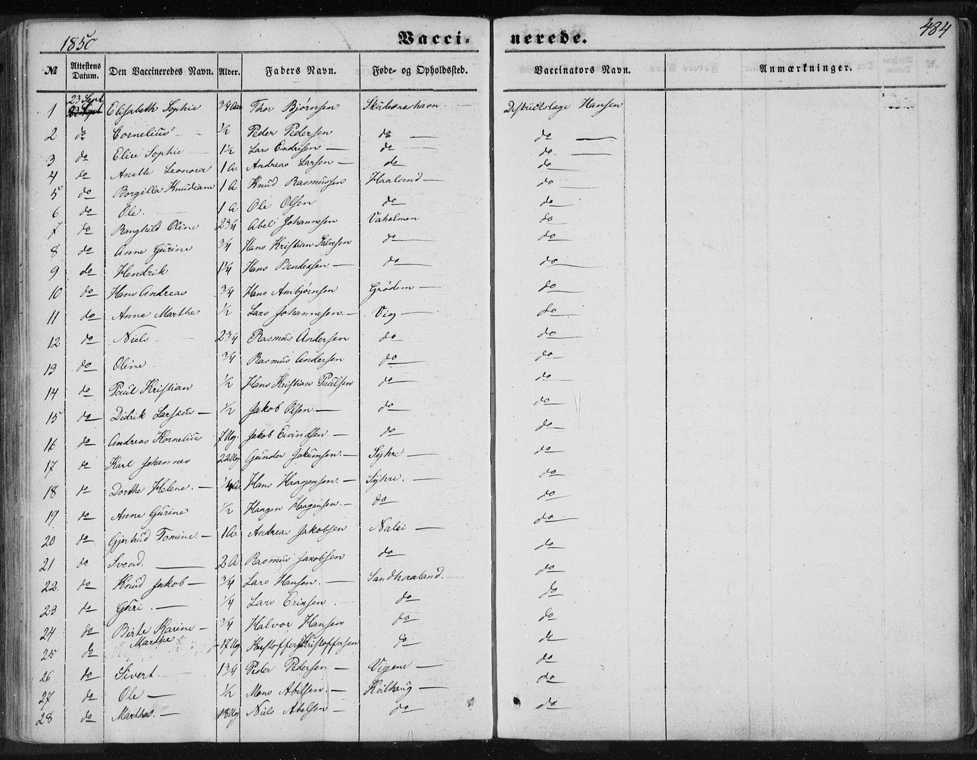 Skudenes sokneprestkontor, AV/SAST-A -101849/H/Ha/Haa/L0005: Parish register (official) no. A 3.2, 1847-1863, p. 484