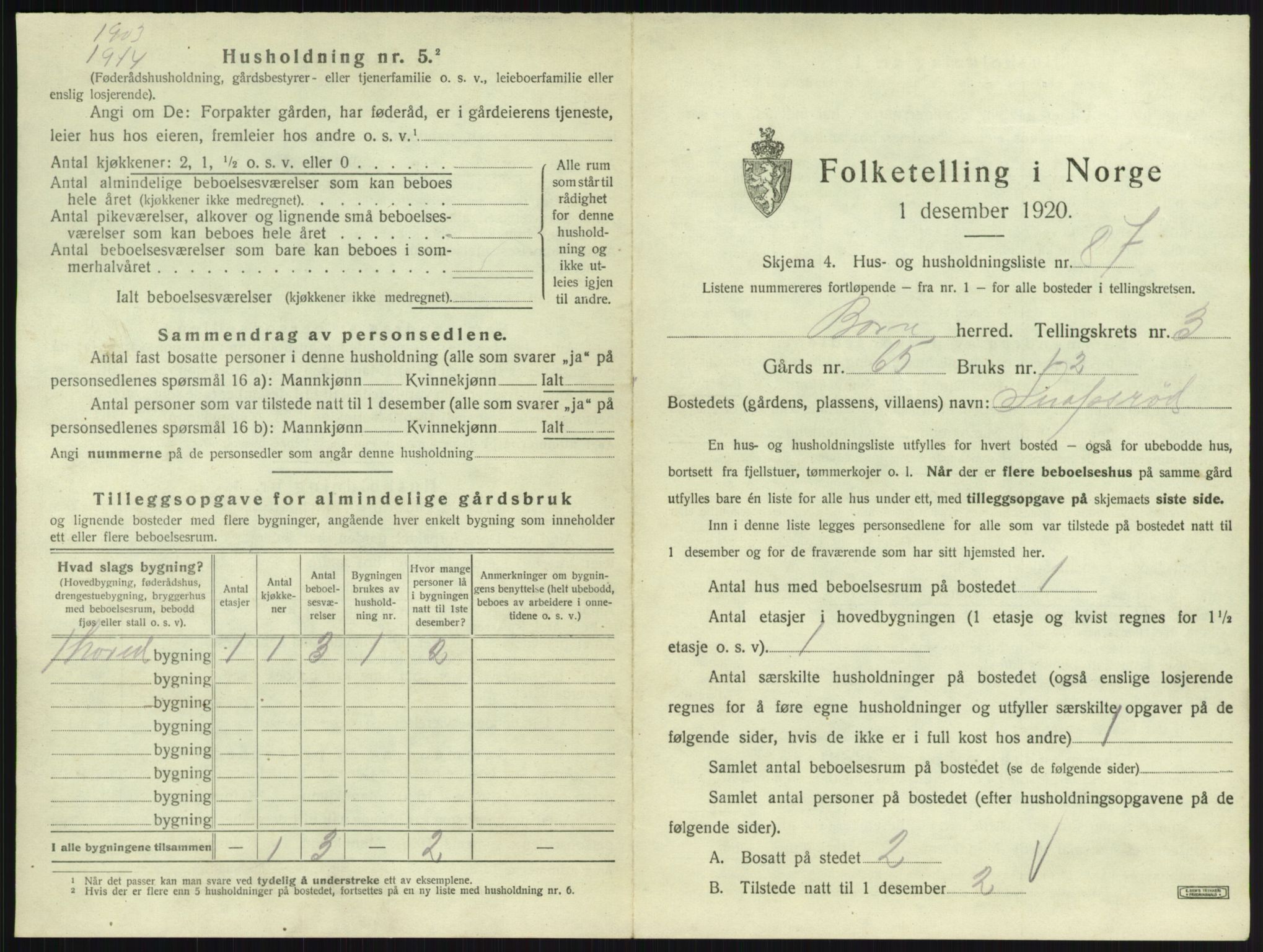 SAKO, 1920 census for Borre, 1920, p. 977