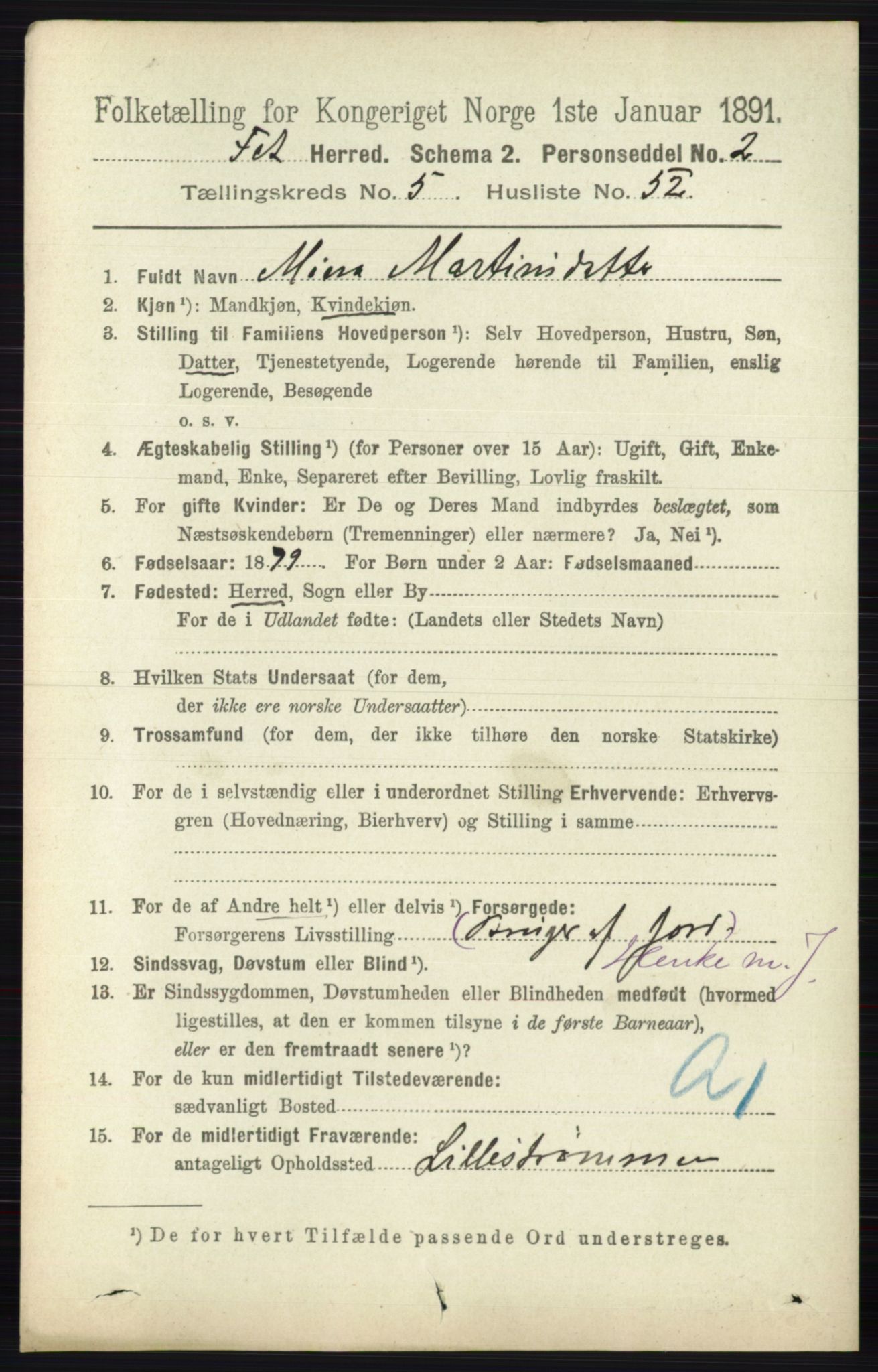 RA, 1891 census for 0227 Fet, 1891, p. 1866