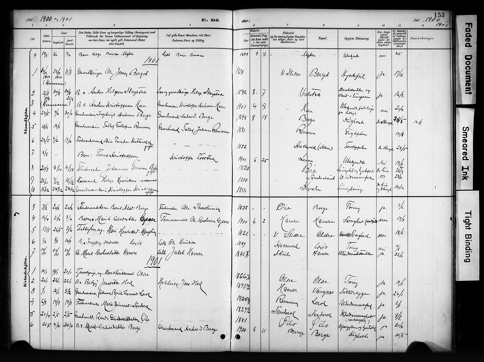 Vang prestekontor, Valdres, SAH/PREST-140/H/Hb/L0006: Parish register (copy) no. 6, 1893-1918, p. 153