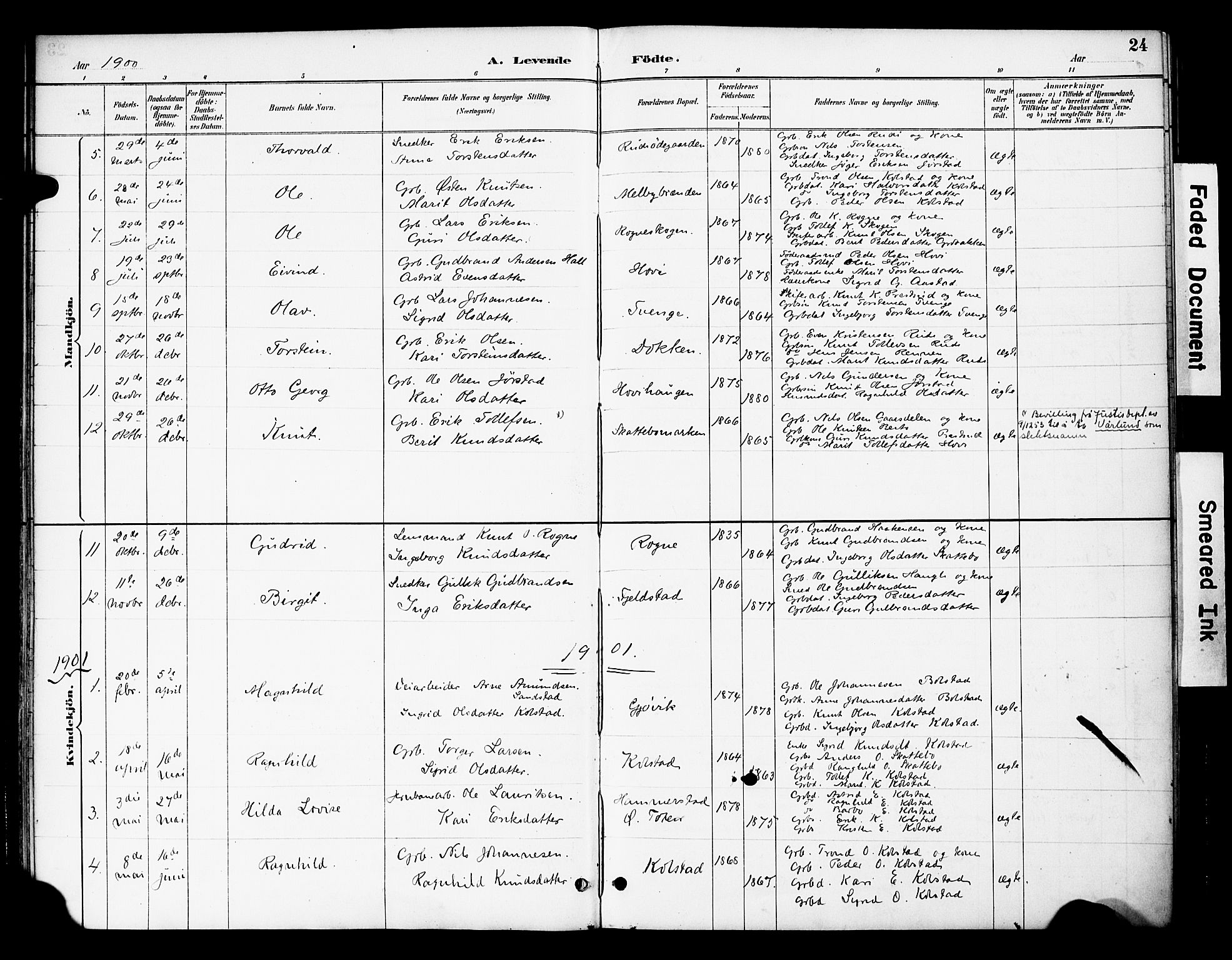 Øystre Slidre prestekontor, SAH/PREST-138/H/Ha/Haa/L0003: Parish register (official) no. 3, 1887-1910, p. 24