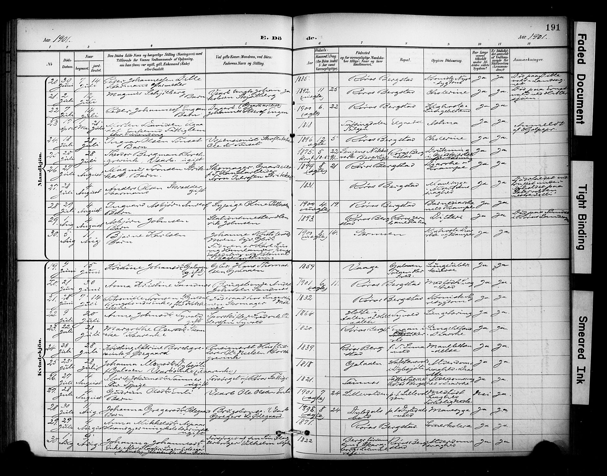 Ministerialprotokoller, klokkerbøker og fødselsregistre - Sør-Trøndelag, AV/SAT-A-1456/681/L0936: Parish register (official) no. 681A14, 1899-1908, p. 191