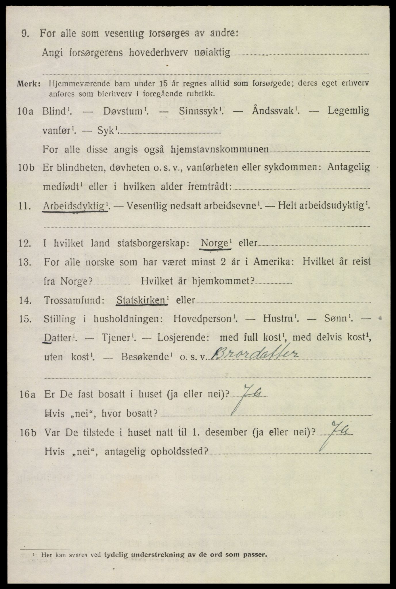 SAK, 1920 census for Valle, 1920, p. 2000