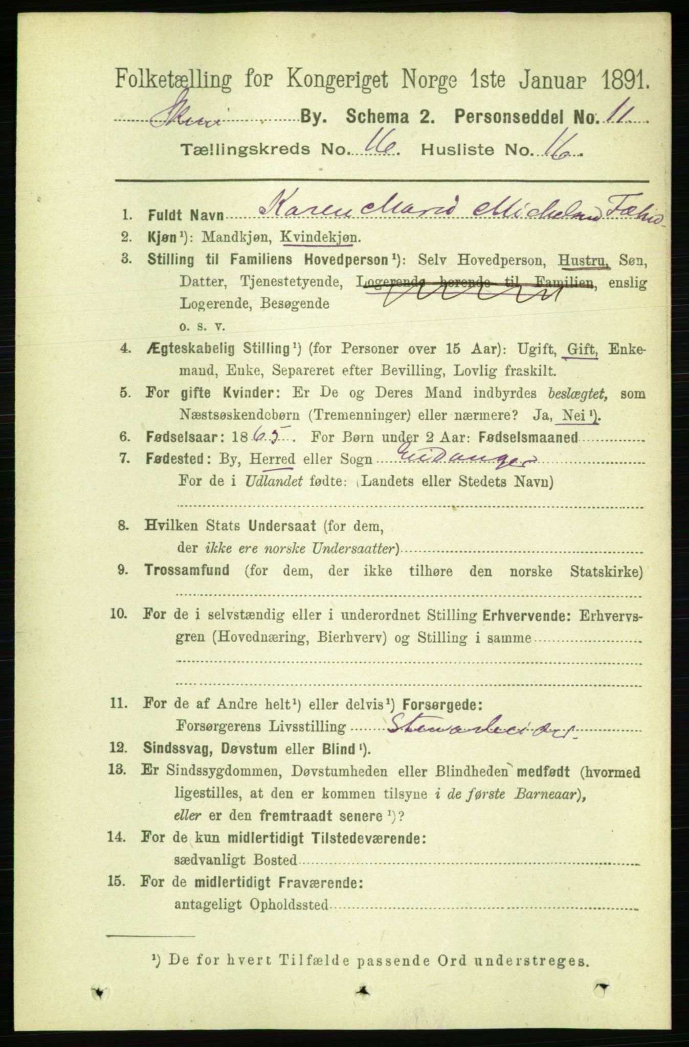 RA, 1891 census for 0806 Skien, 1891, p. 4687