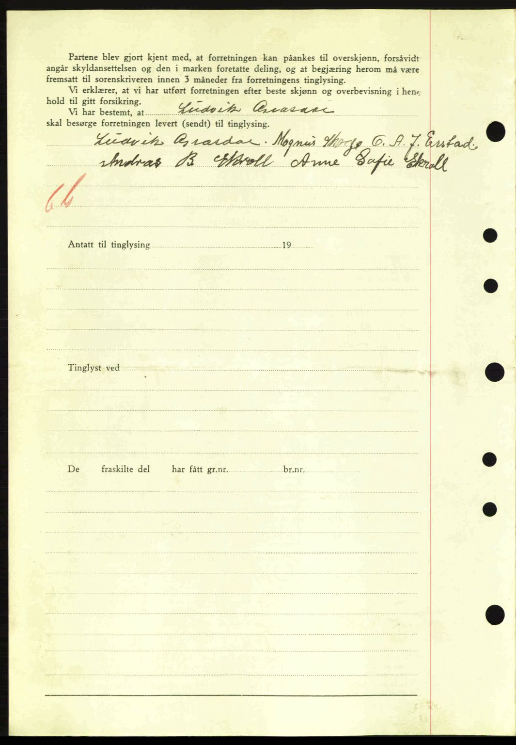 Nordre Sunnmøre sorenskriveri, AV/SAT-A-0006/1/2/2C/2Ca: Mortgage book no. A11, 1941-1941, Diary no: : 1145/1941