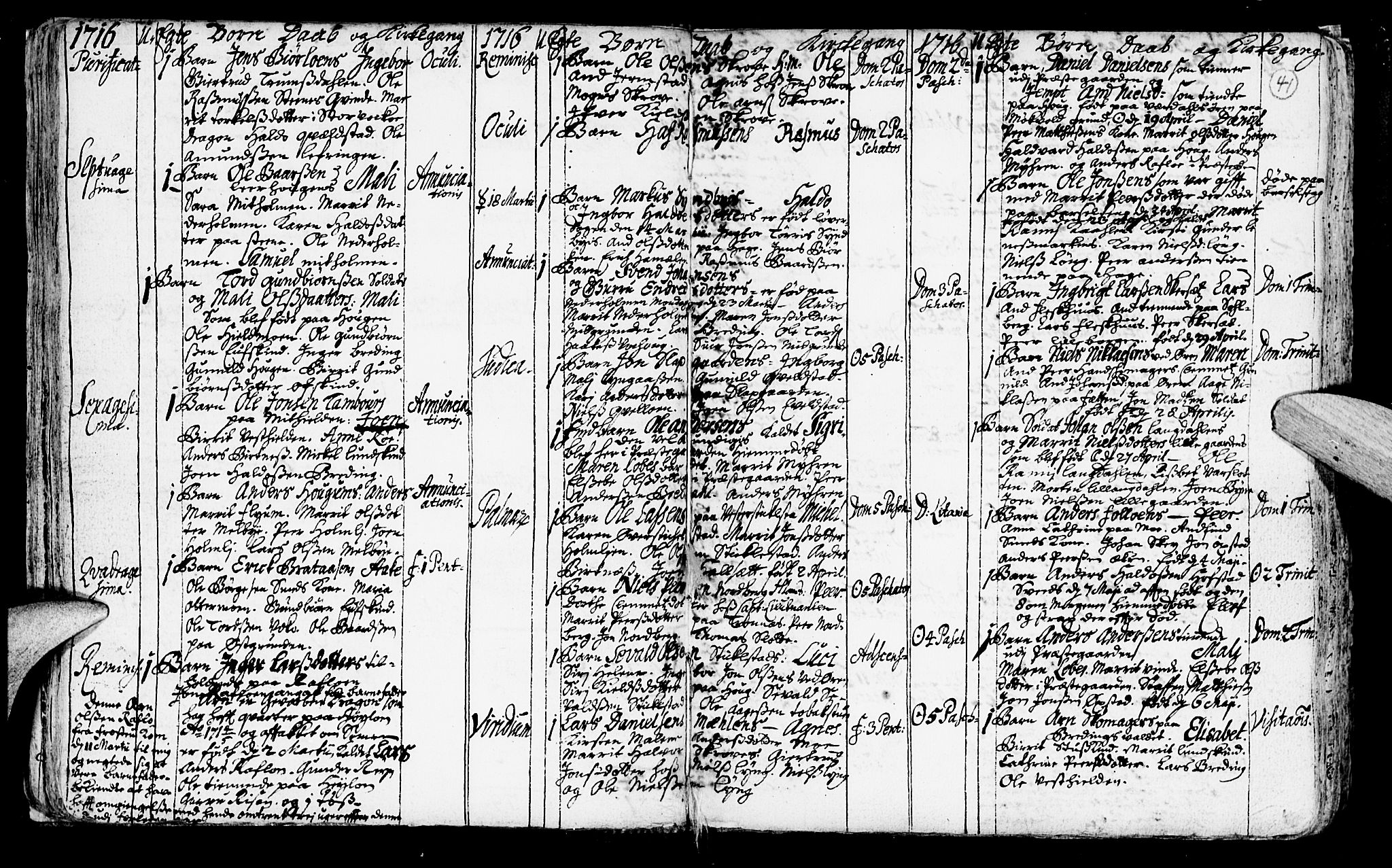 Ministerialprotokoller, klokkerbøker og fødselsregistre - Nord-Trøndelag, SAT/A-1458/723/L0230: Parish register (official) no. 723A01, 1705-1747, p. 41