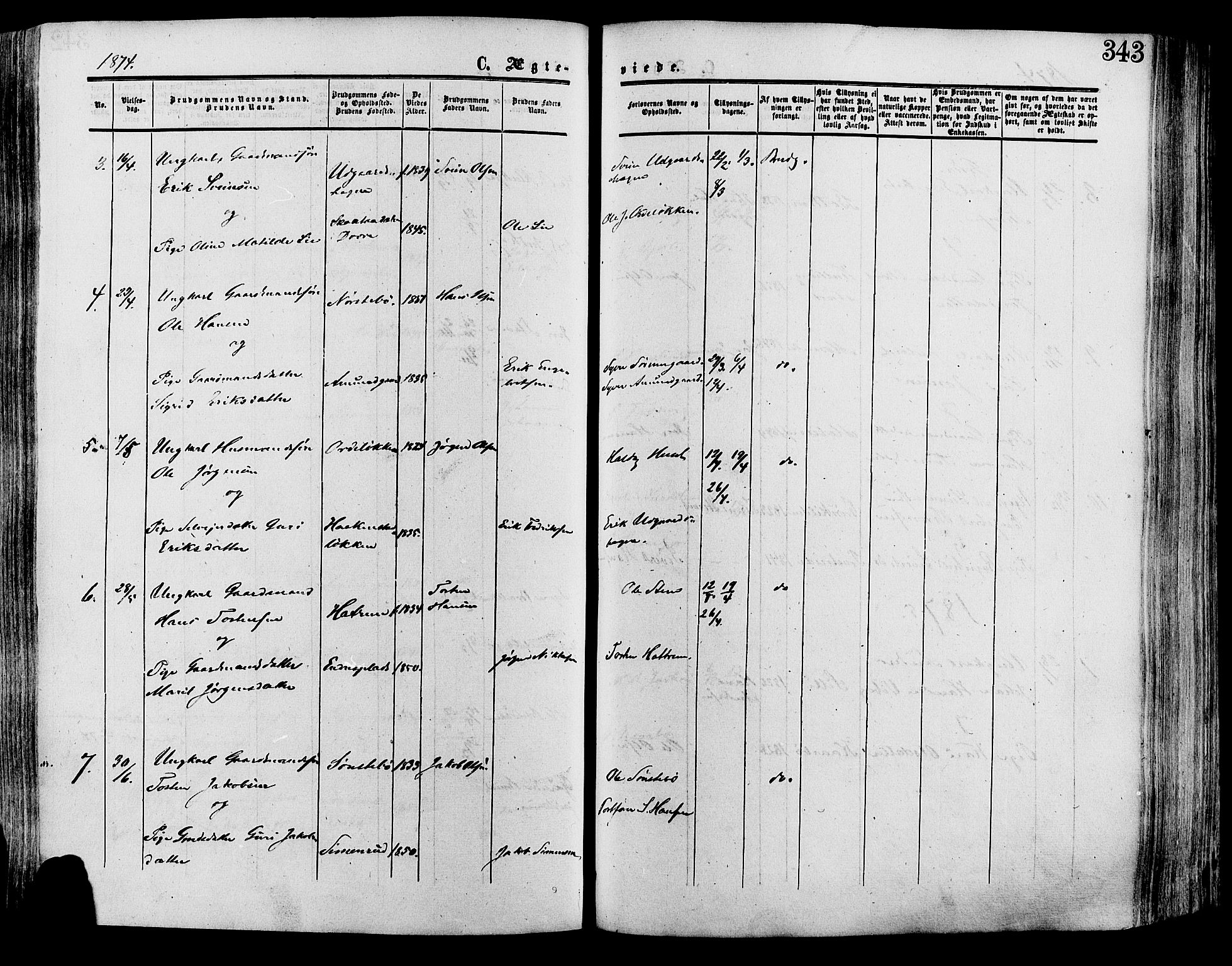 Lesja prestekontor, SAH/PREST-068/H/Ha/Haa/L0008: Parish register (official) no. 8, 1854-1880, p. 343