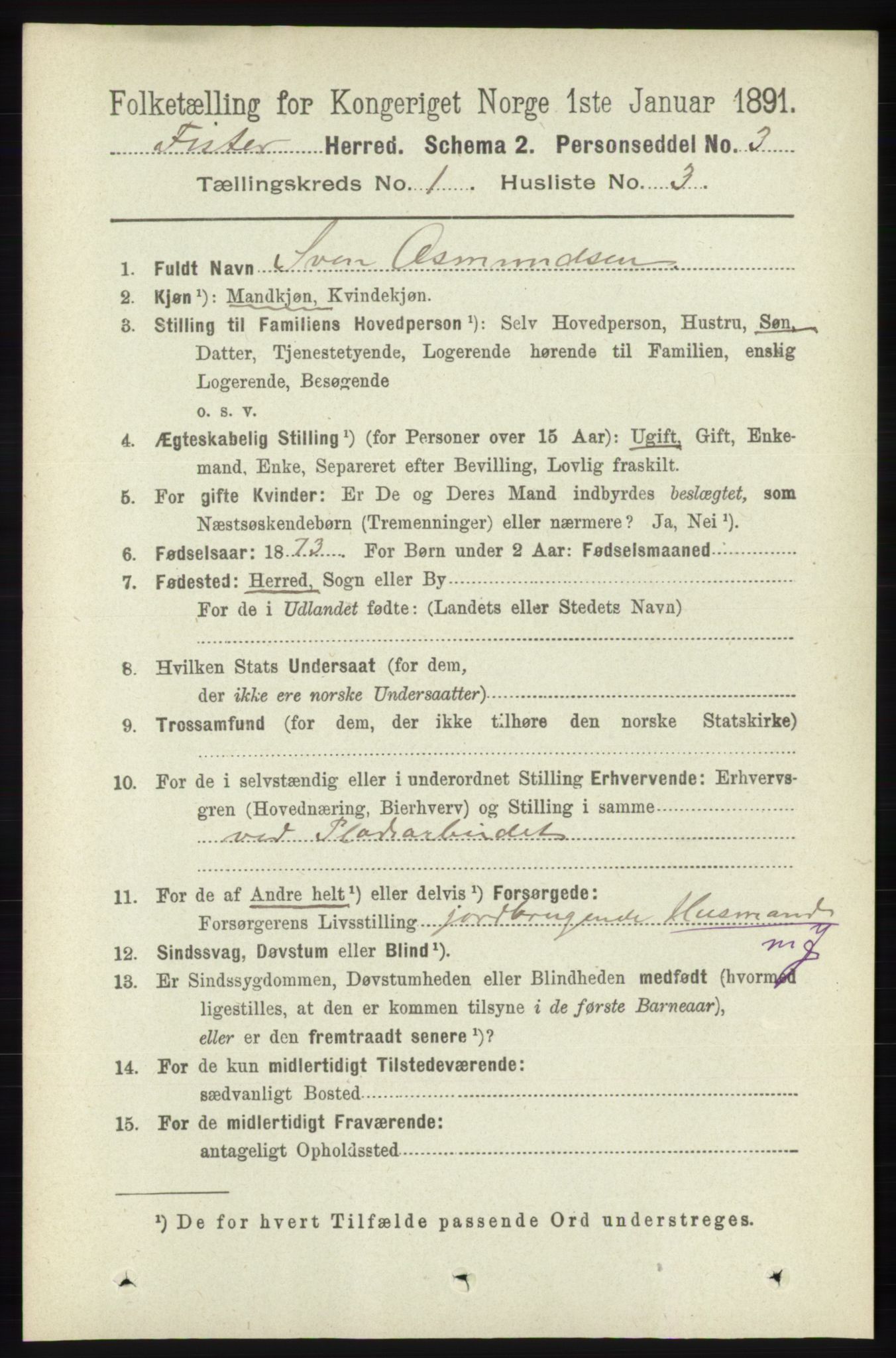 RA, 1891 census for 1132 Fister, 1891, p. 75