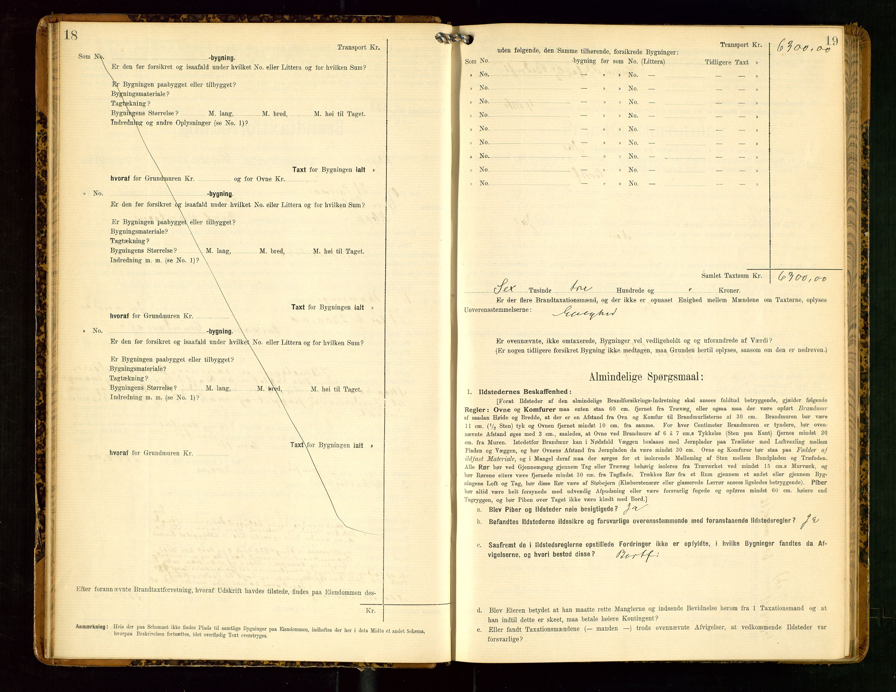 Klepp lensmannskontor, AV/SAST-A-100163/Goc/L0006: "Brandtaxationsprotokol" m/register, 1908-1912, p. 18-19