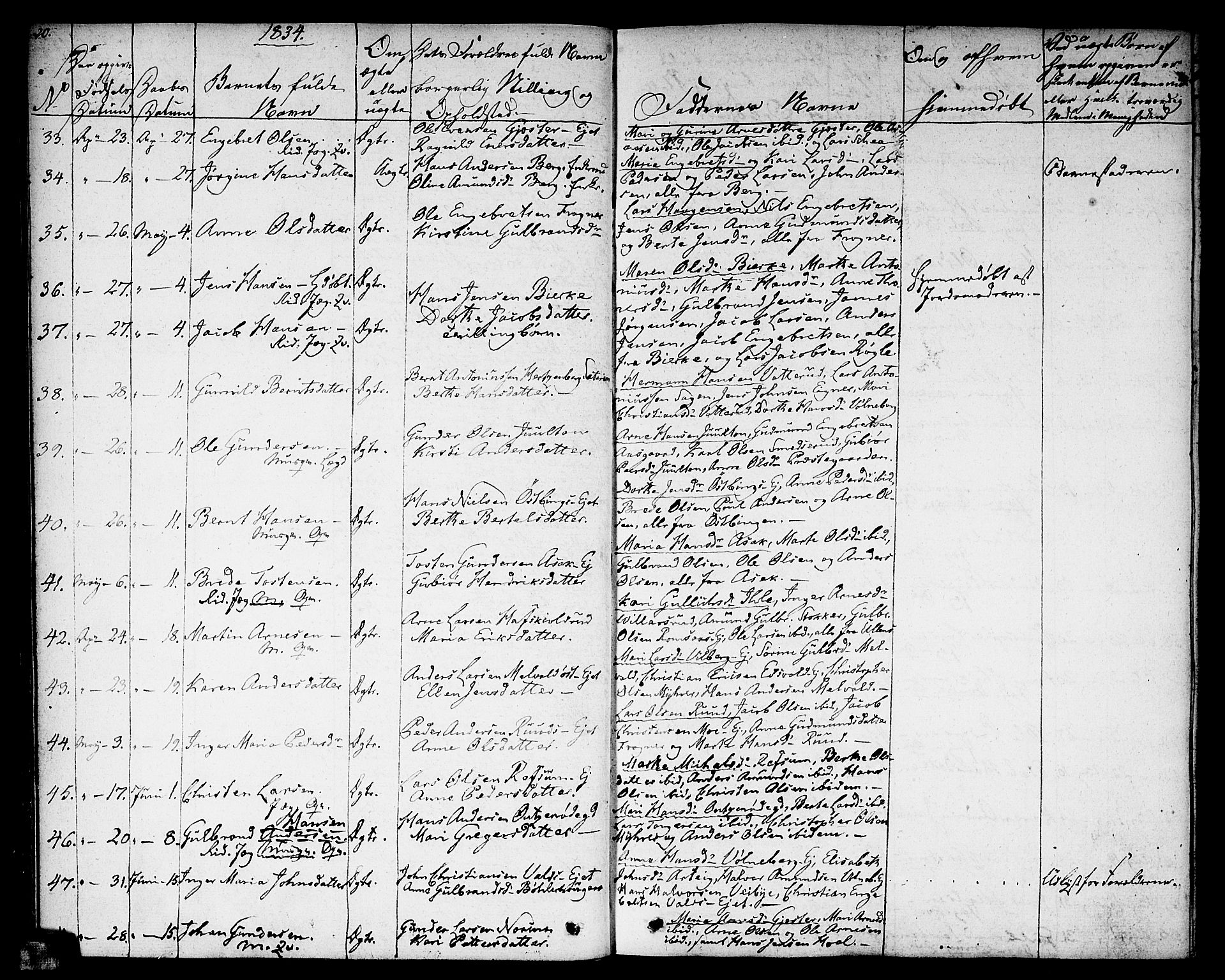 Sørum prestekontor Kirkebøker, AV/SAO-A-10303/F/Fa/L0004: Parish register (official) no. I 4, 1829-1845, p. 20