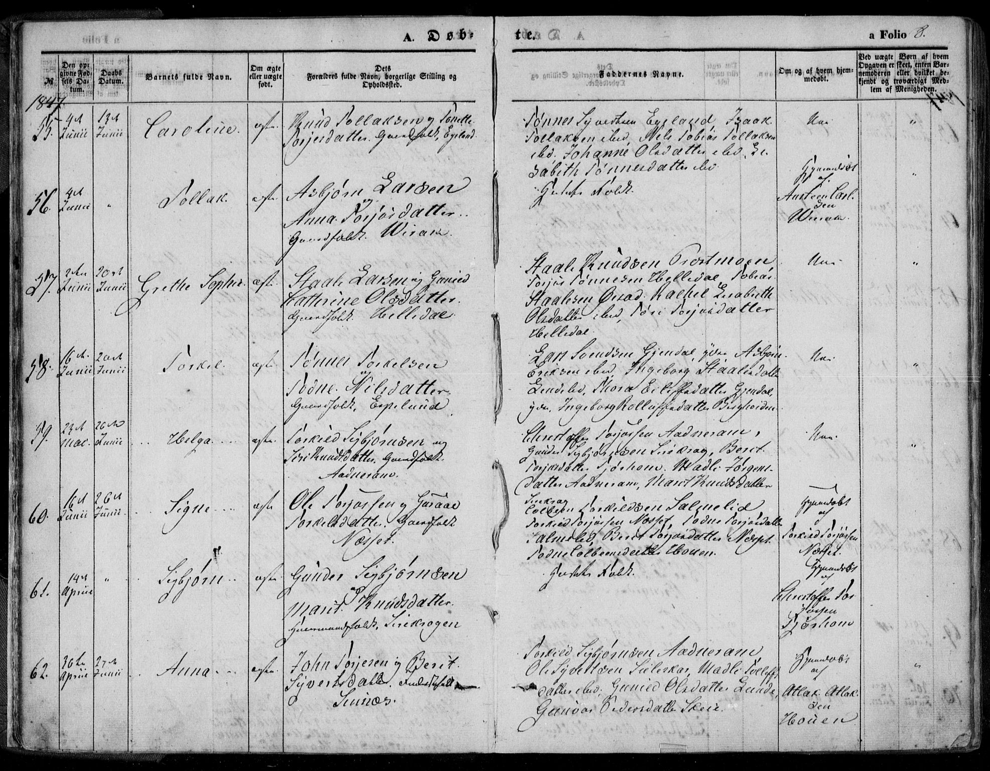 Bakke sokneprestkontor, AV/SAK-1111-0002/F/Fa/Faa/L0005: Parish register (official) no. A 5, 1847-1855, p. 8