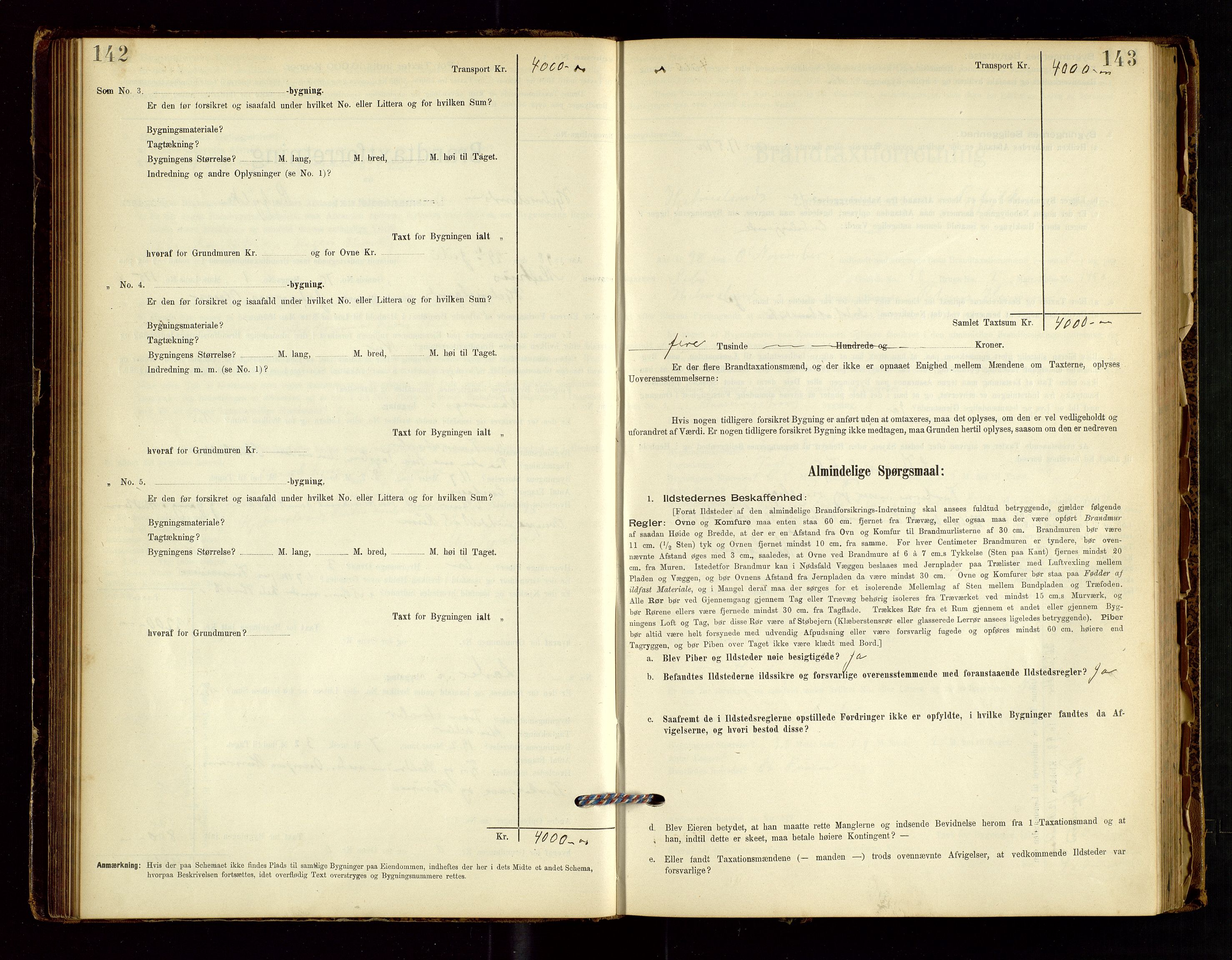 Hjelmeland lensmannskontor, AV/SAST-A-100439/Gob/L0001: "Brandtaxationsprotokol", 1895-1932, p. 142-143