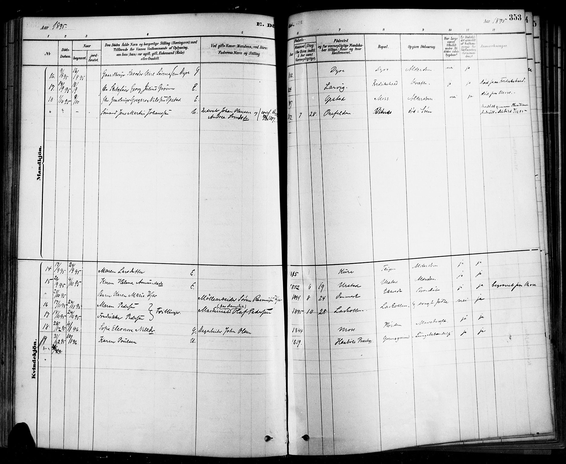 Rygge prestekontor Kirkebøker, AV/SAO-A-10084b/F/Fa/L0007: Parish register (official) no. 7, 1878-1904, p. 353